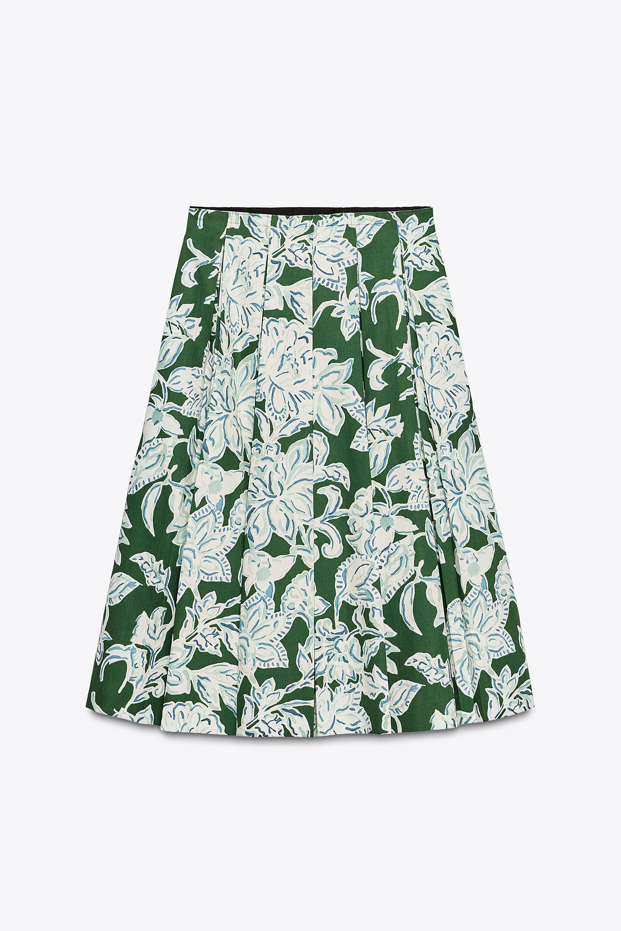 PLEATED FLORAL SKIRT ZW COLLECTION