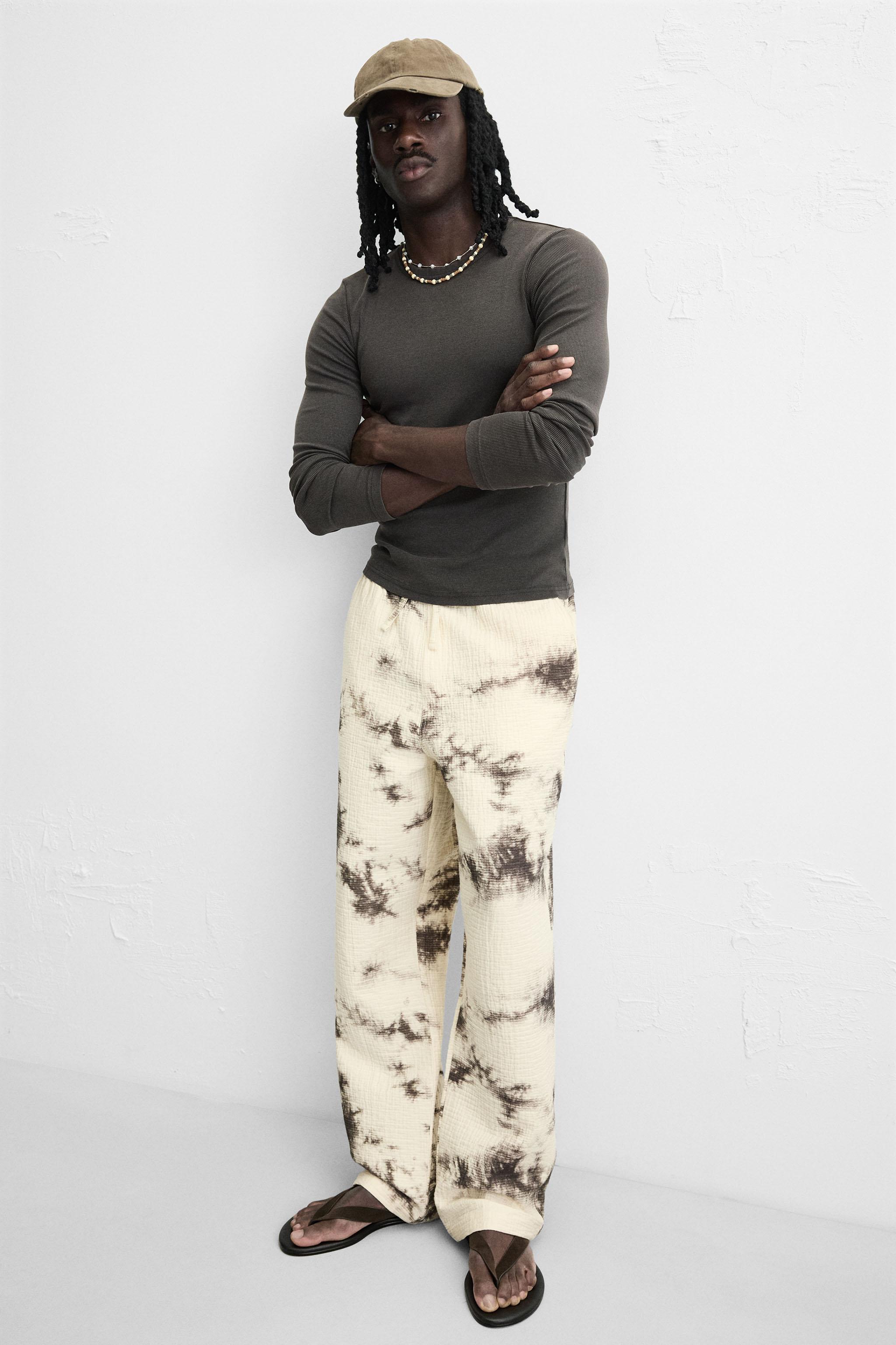 TEXTURED TIE-DYE PRINT PANTS