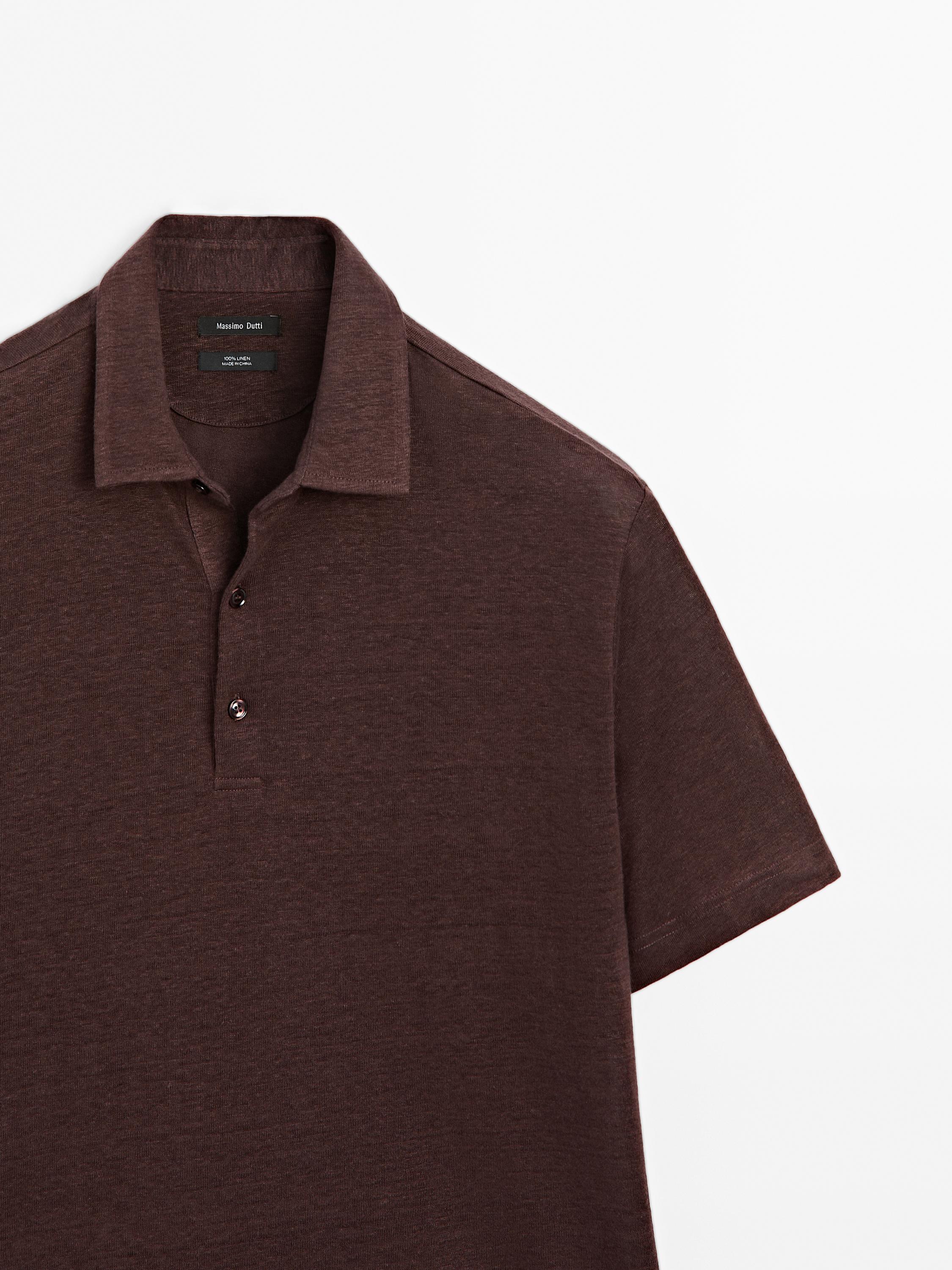 100% linen short sleeve polo shirt