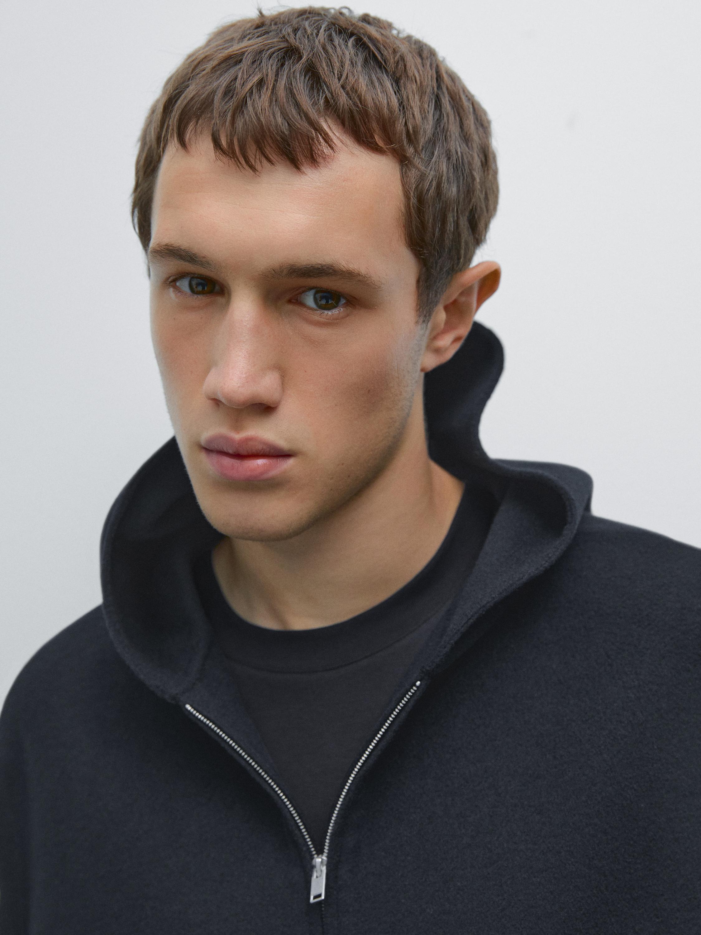 Wool blend hooded cardigan