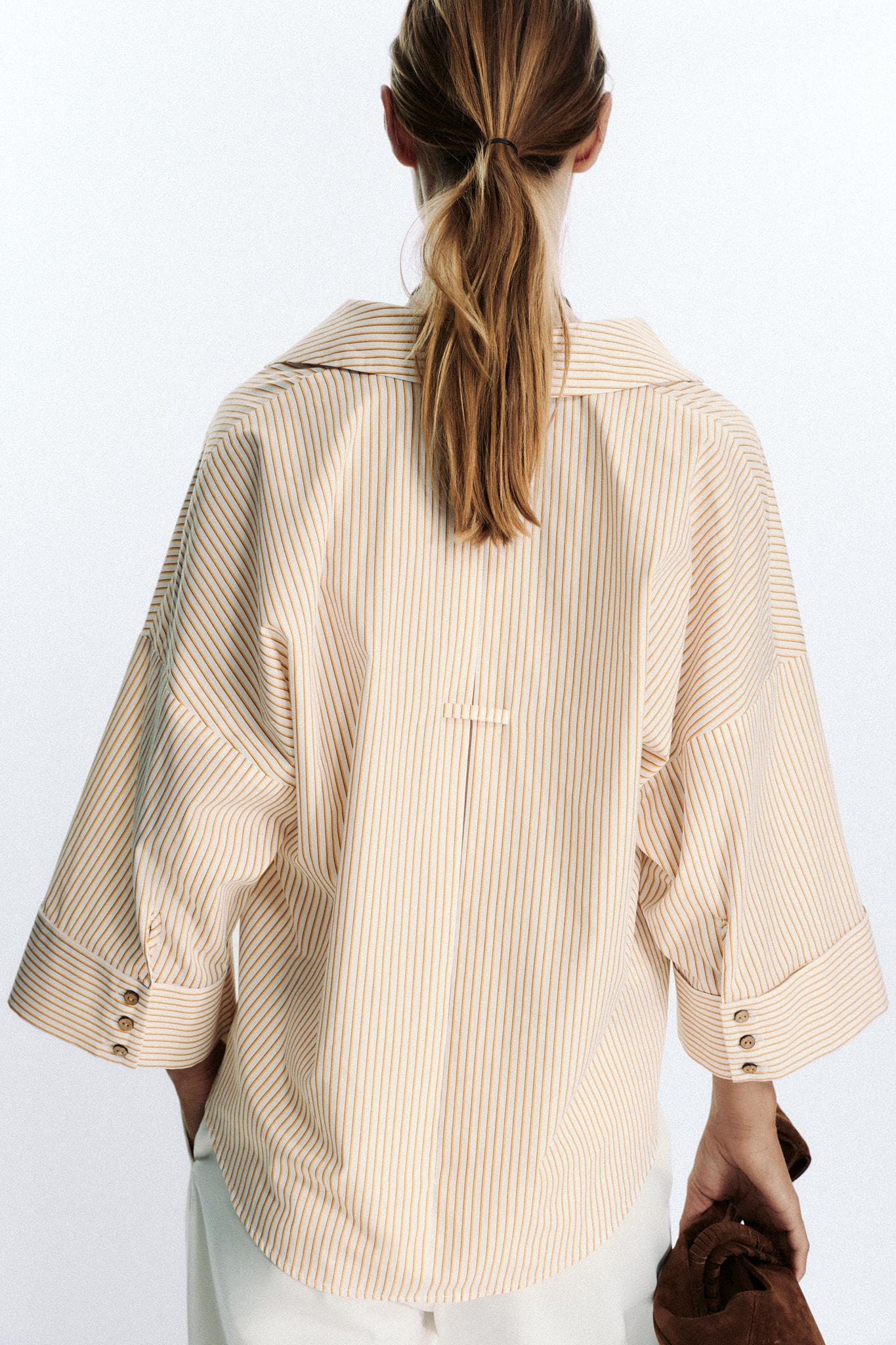 STRIPED POPLIN SHIRT WITH WIDE SLEEVES