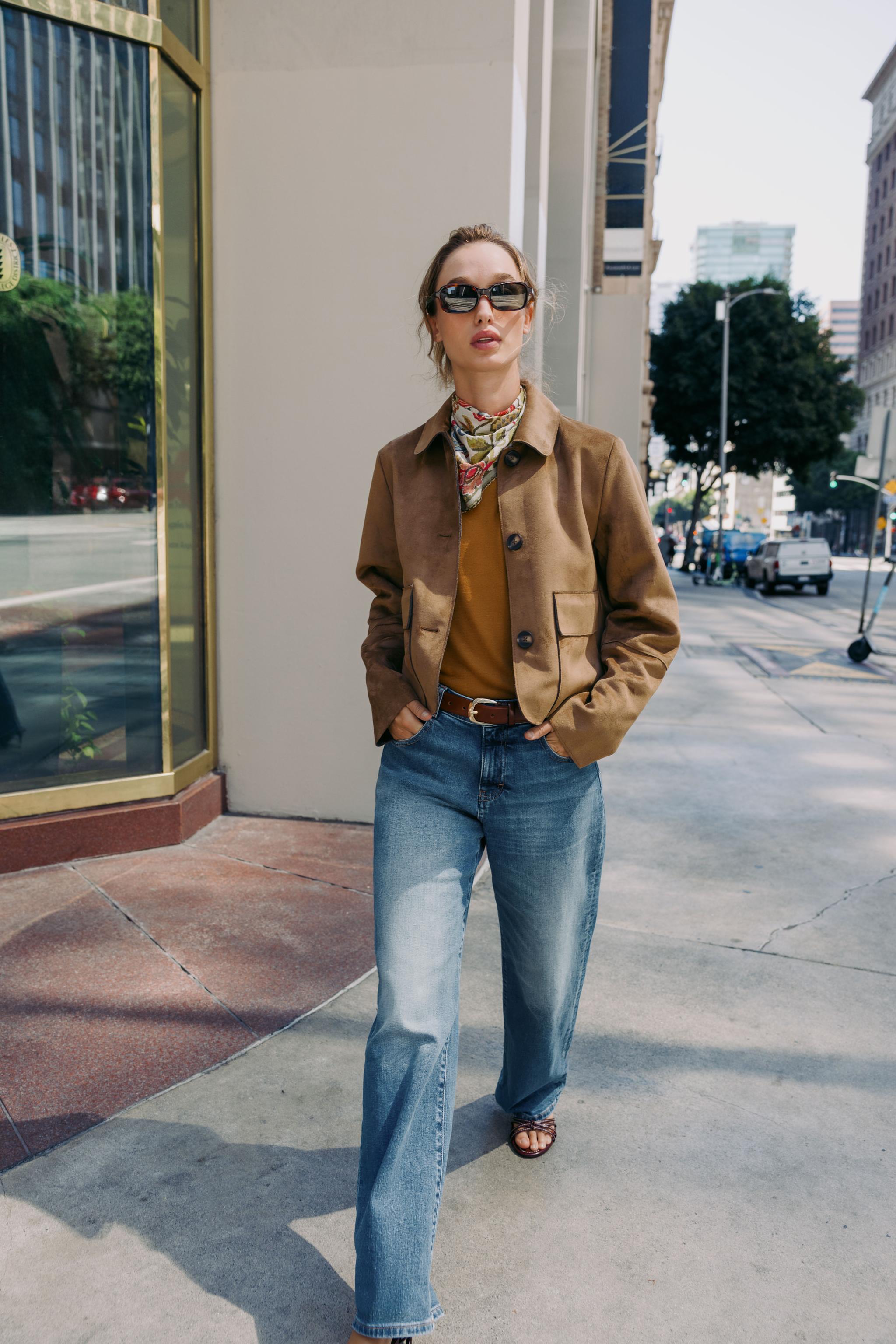 FAUX SUEDE CROPPED JACKET