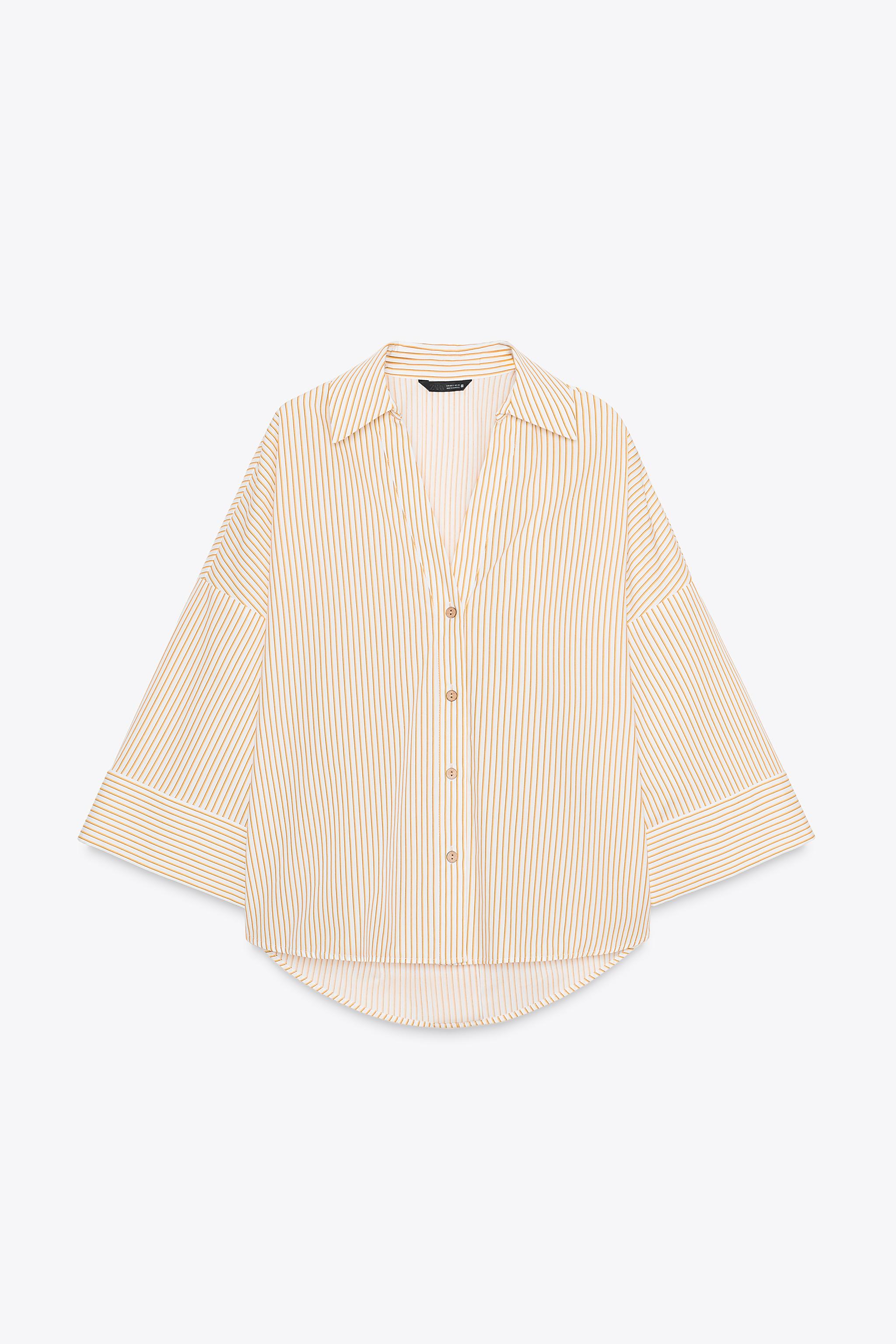 STRIPED POPLIN SHIRT WITH WIDE SLEEVES