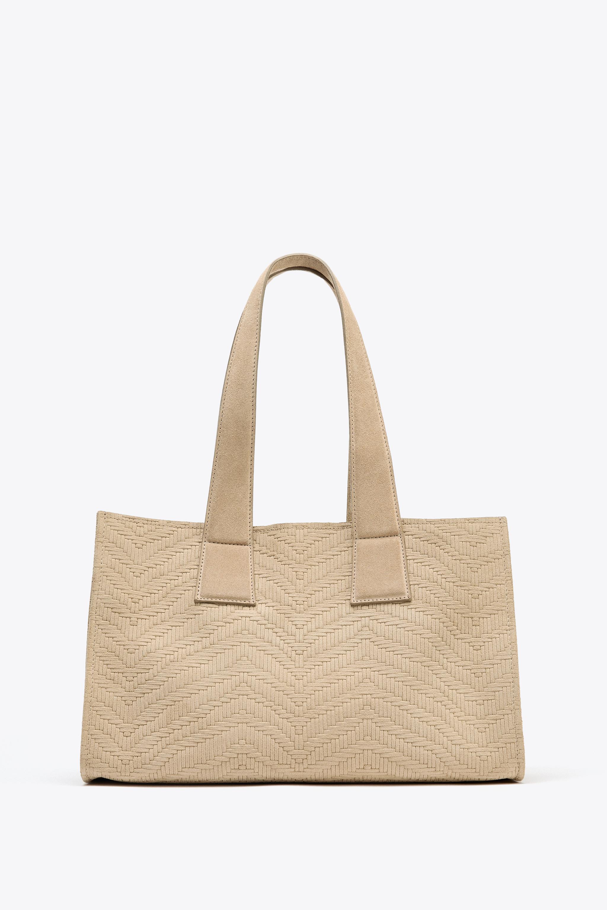BRAIDED SPLIT LEATHER SHOPPER BAG