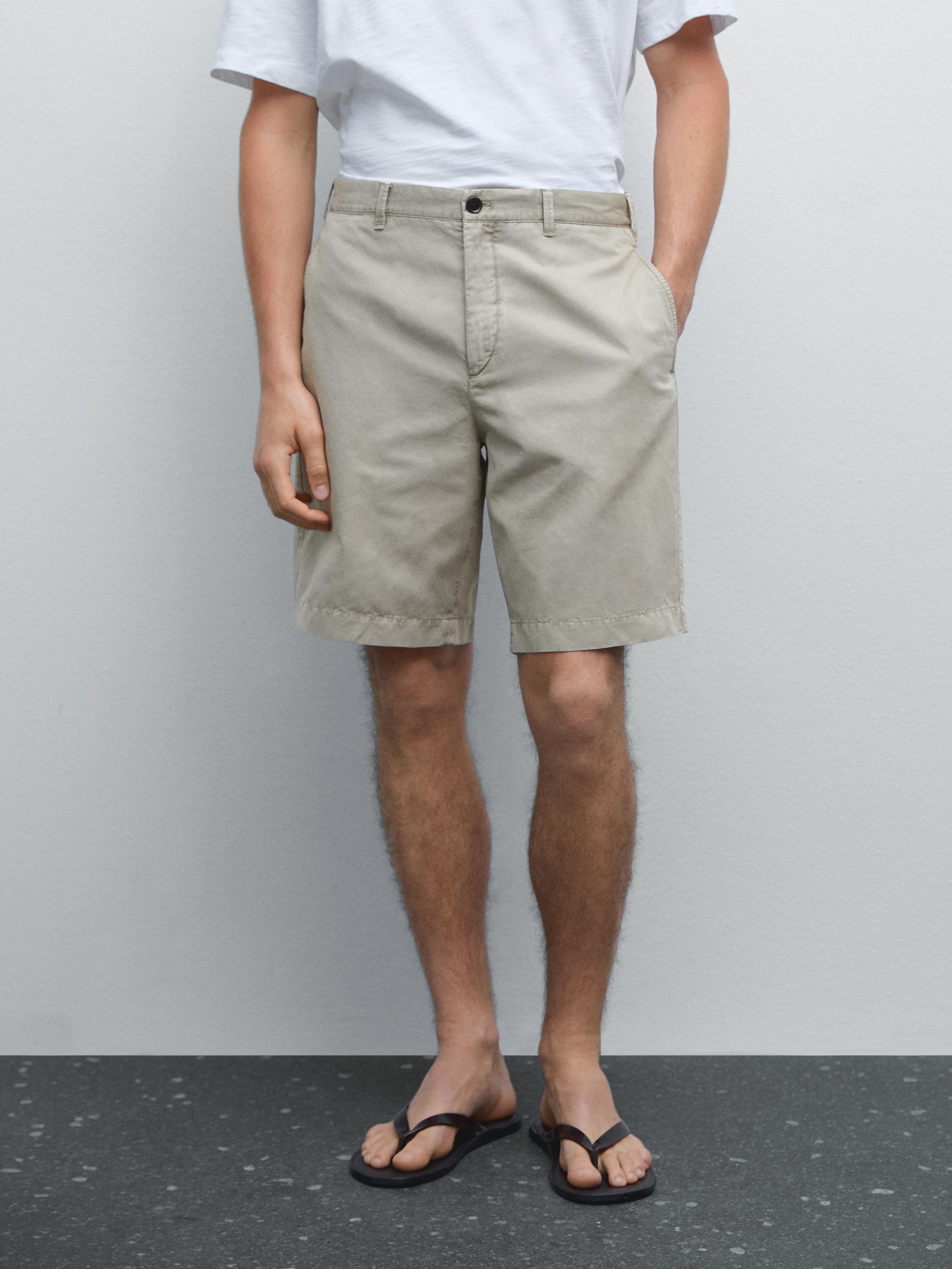 Lightweight linen blend Bermuda shorts