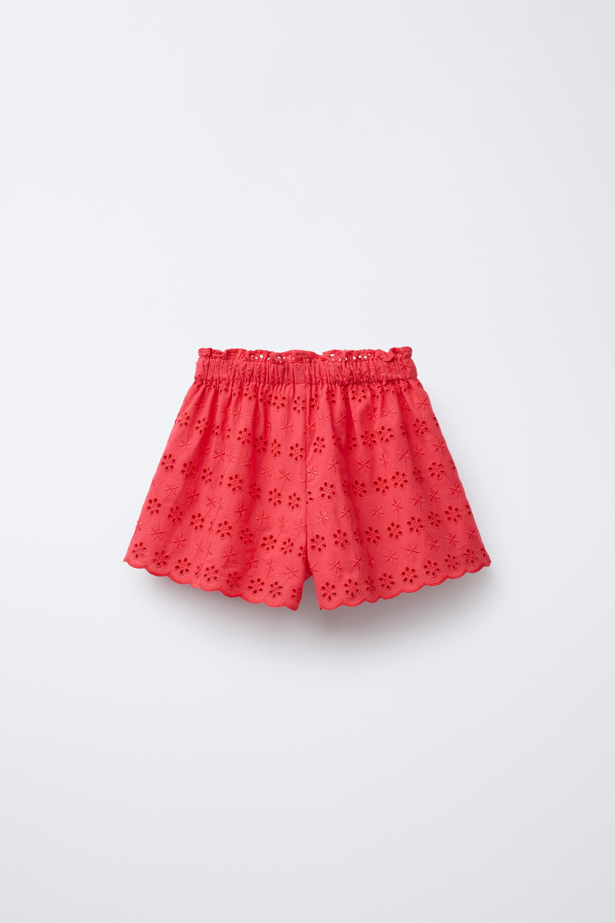 HIGH WAIST EMBROIDERED FLORAL BERMUDA SHORTS