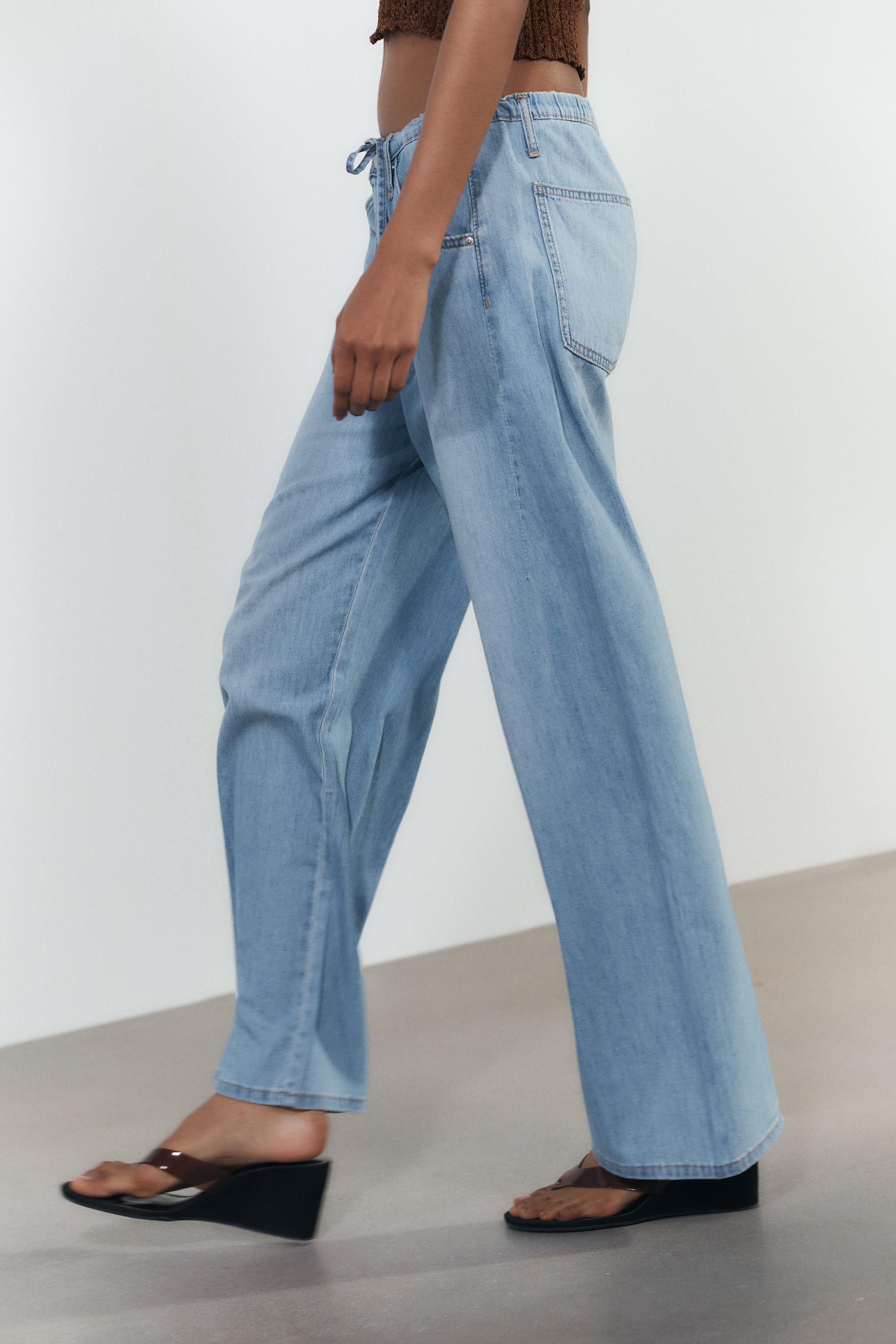 FLOWY DRAWSTRING DENIM PANTS