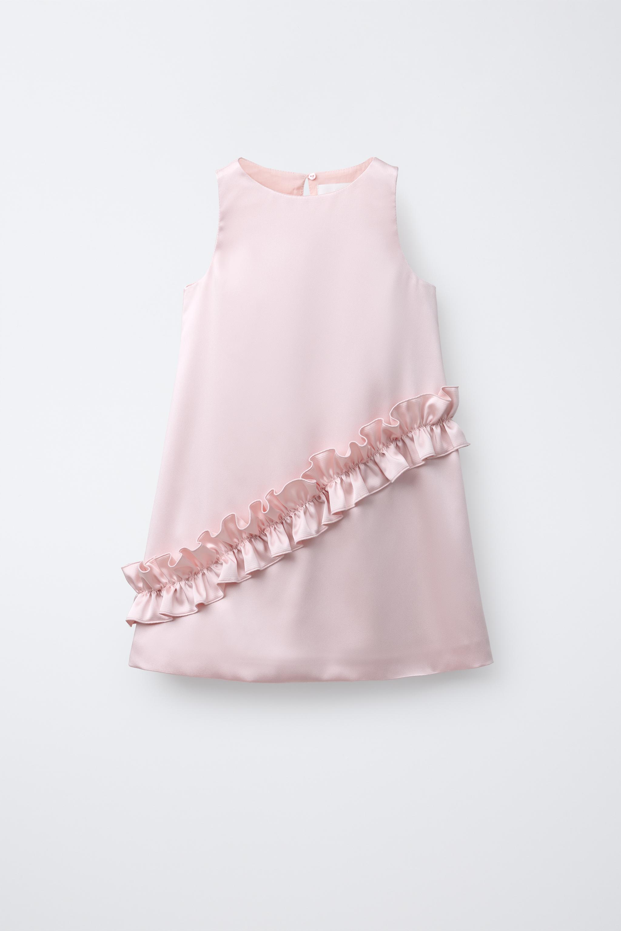 SATIN EFFECT RUFFLED DRESS