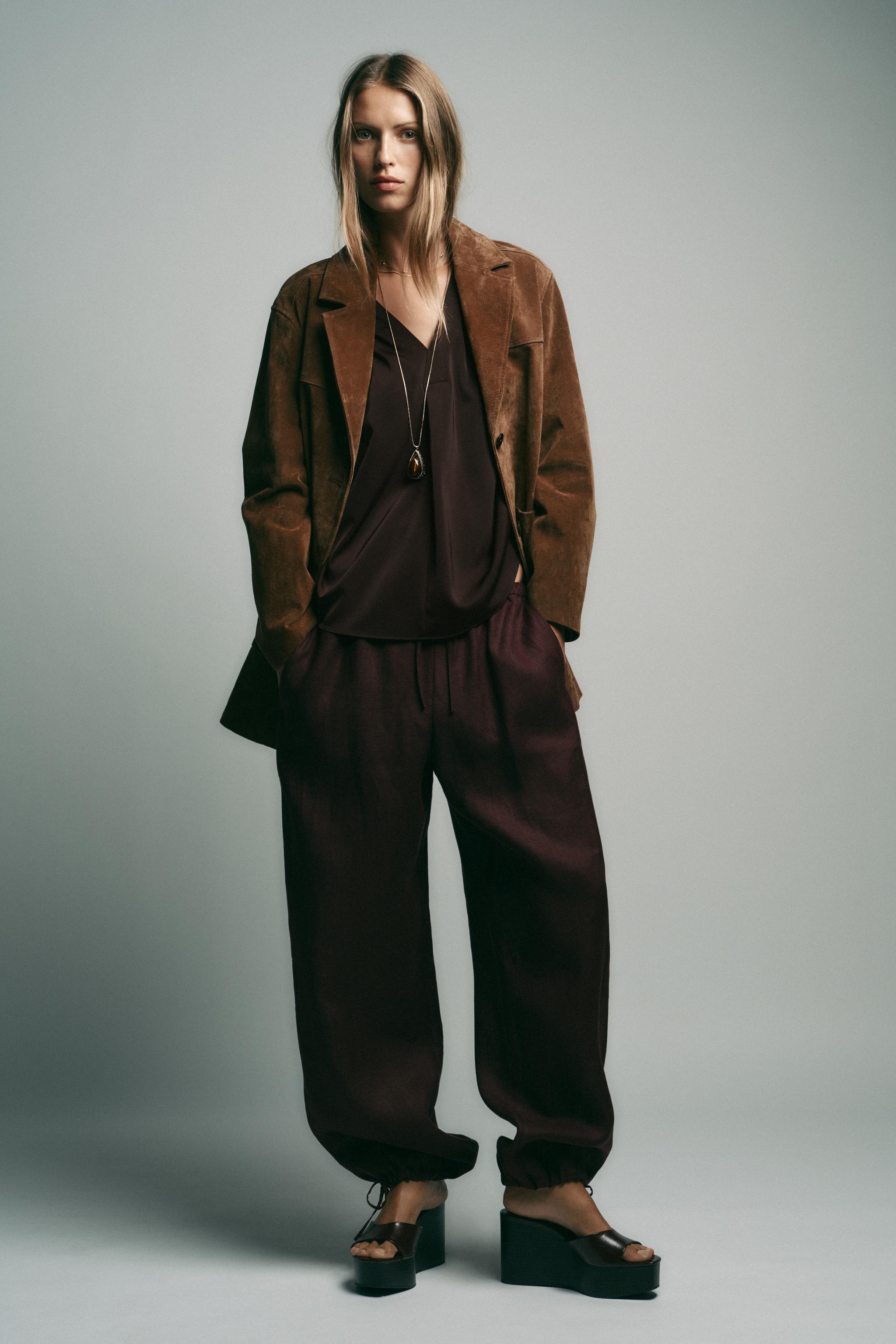 SATIN EFFECT CAPE SLEEVE BLOUSE