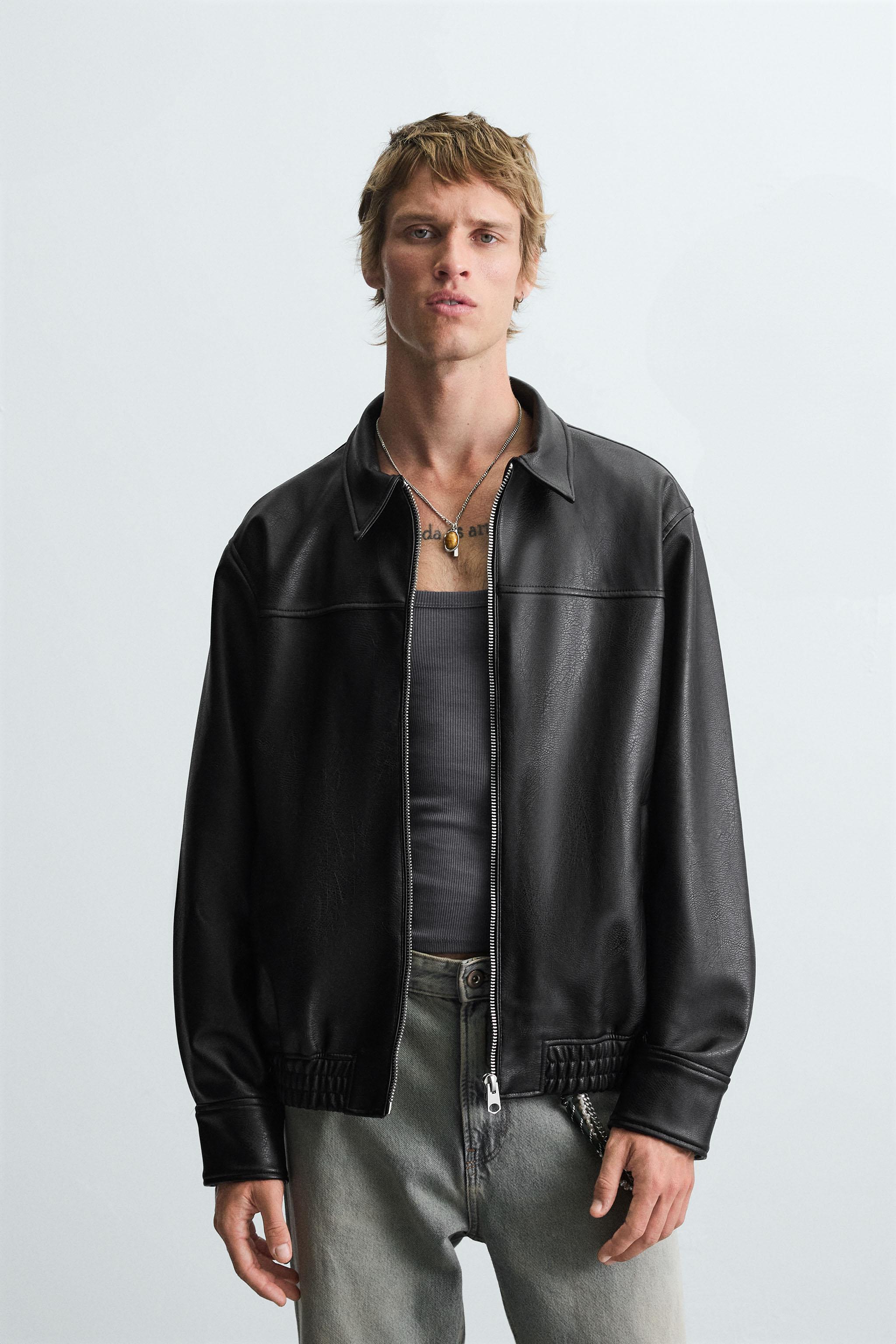FAUX LEATHER BOMBER JACKET