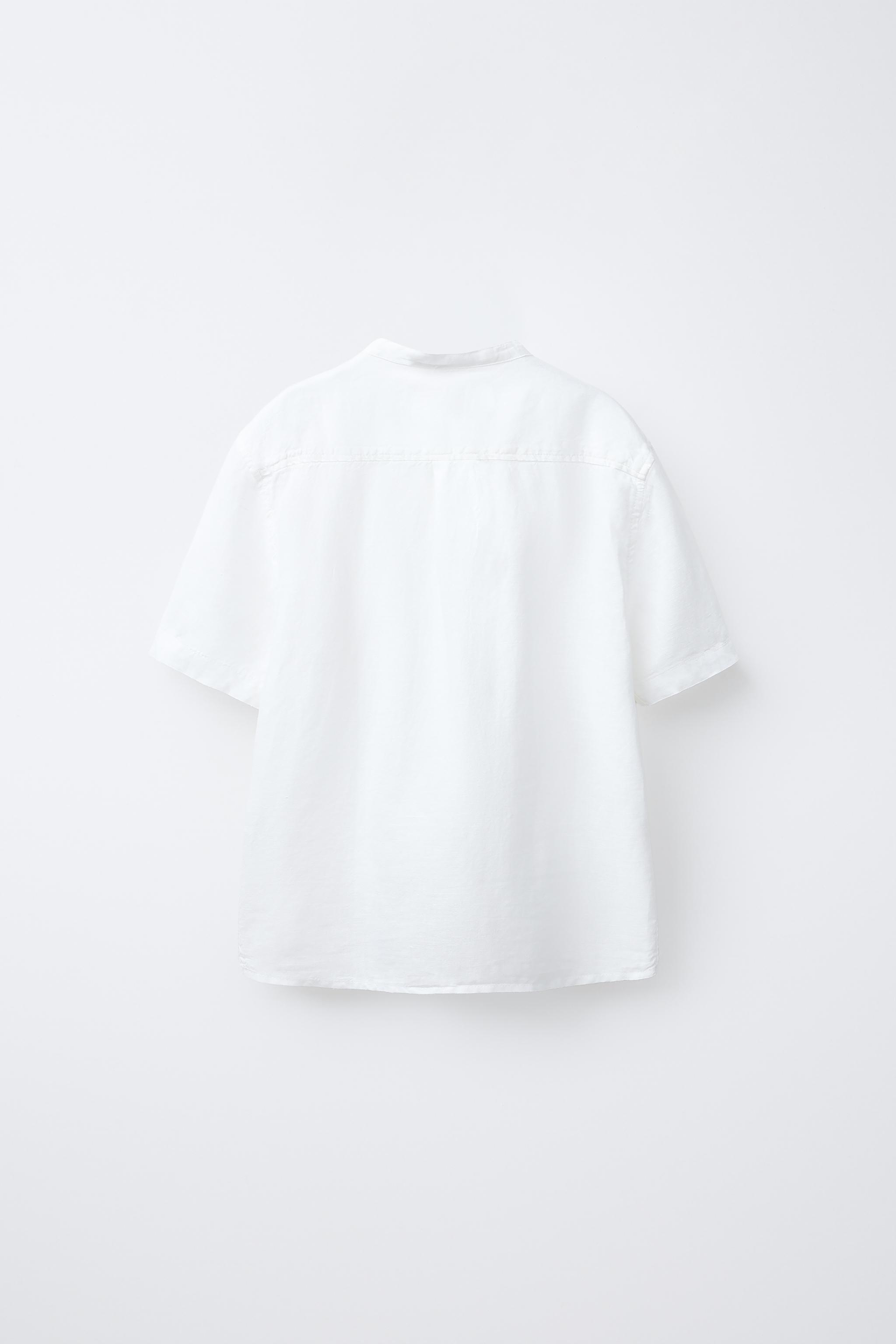 LINEN COTTON MANDARIN COLLAR SHIRT