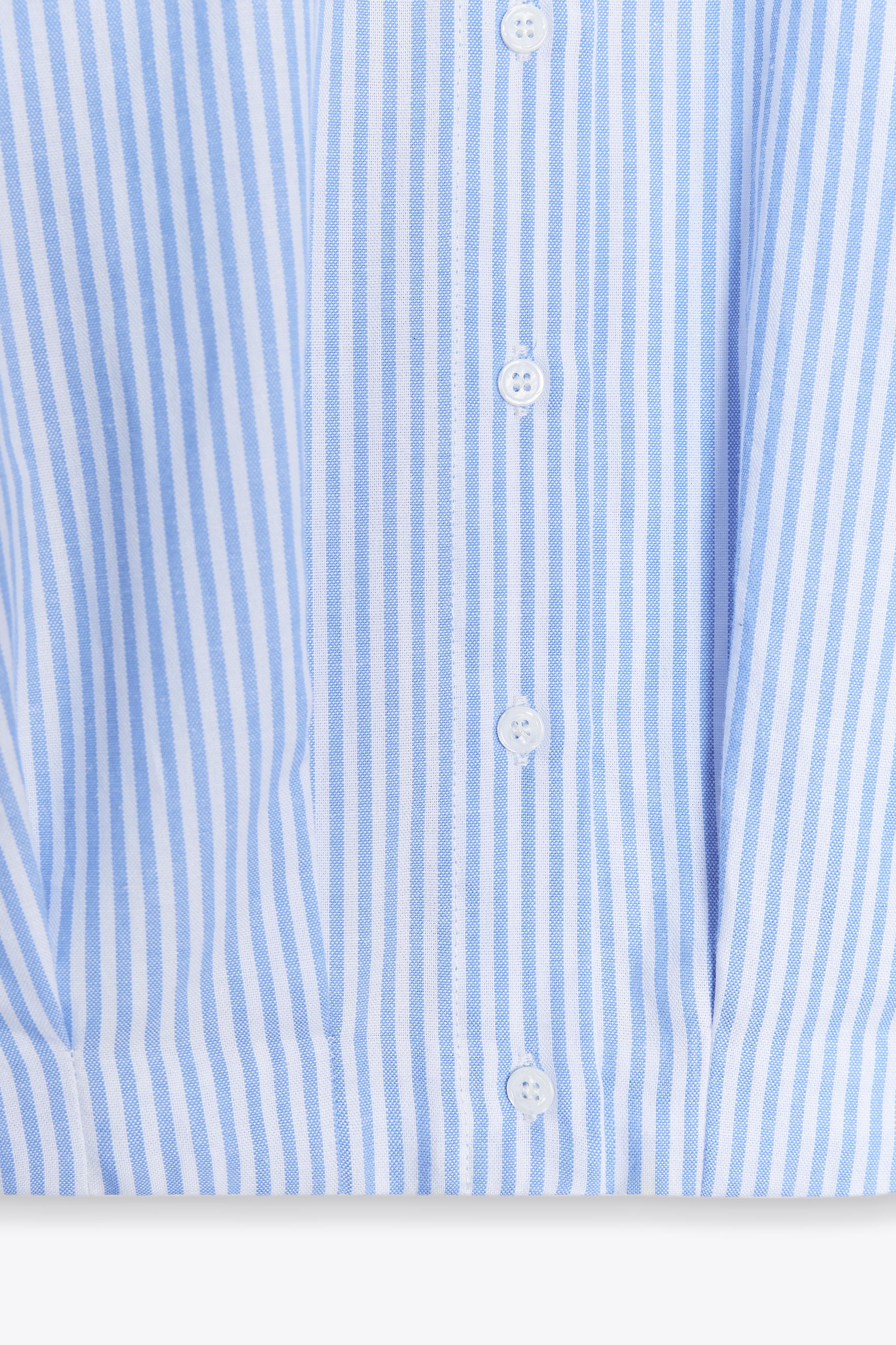 CROPPED STRIPED OXFORD SHIRT WITH WAIST PLEATS