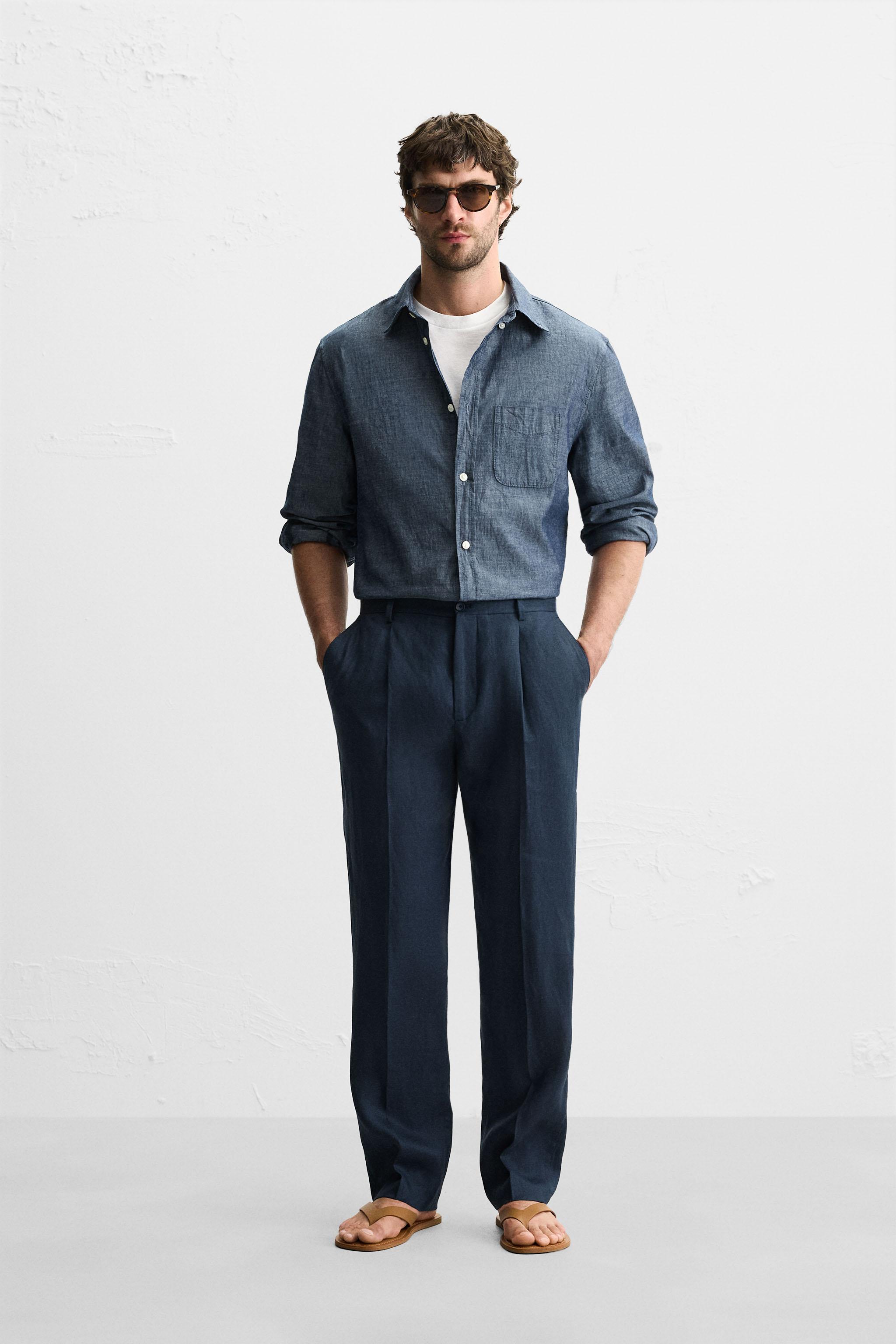 100% LINEN PLEATED PANTS