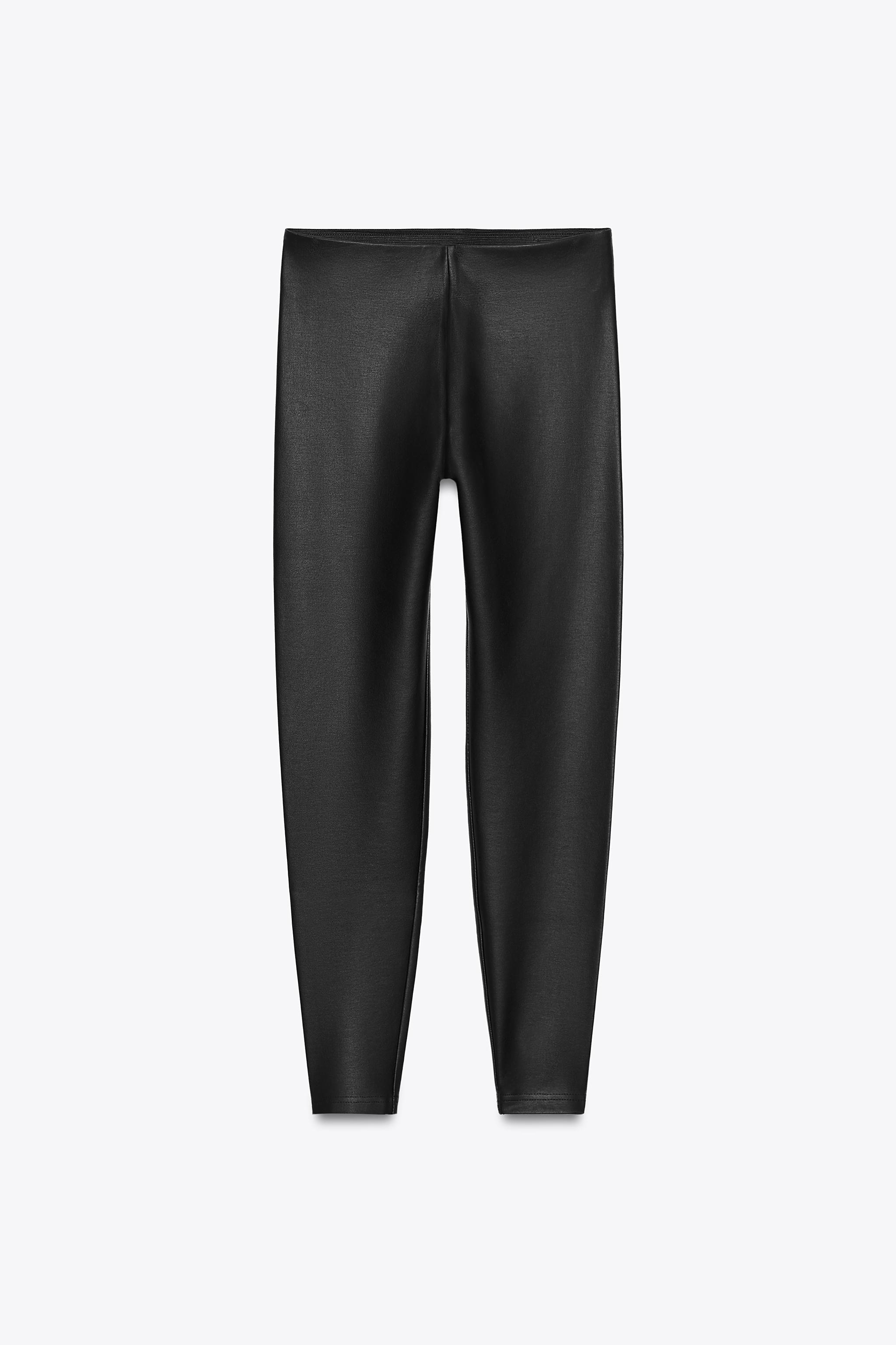 MID-RISE FAUX LEATHER EFFECT LEGGINGS