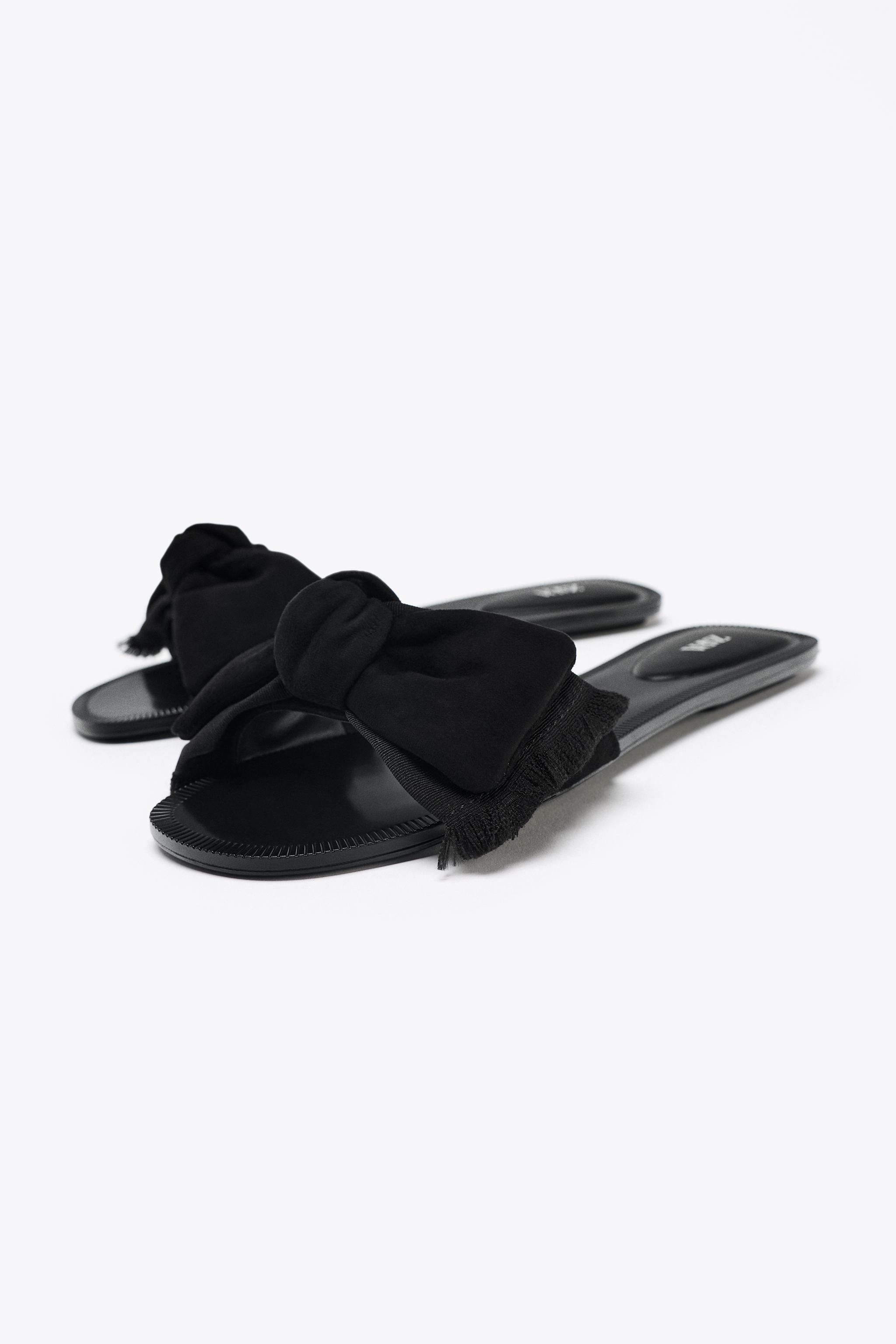 SPLIT LEATHER BOW SANDALS