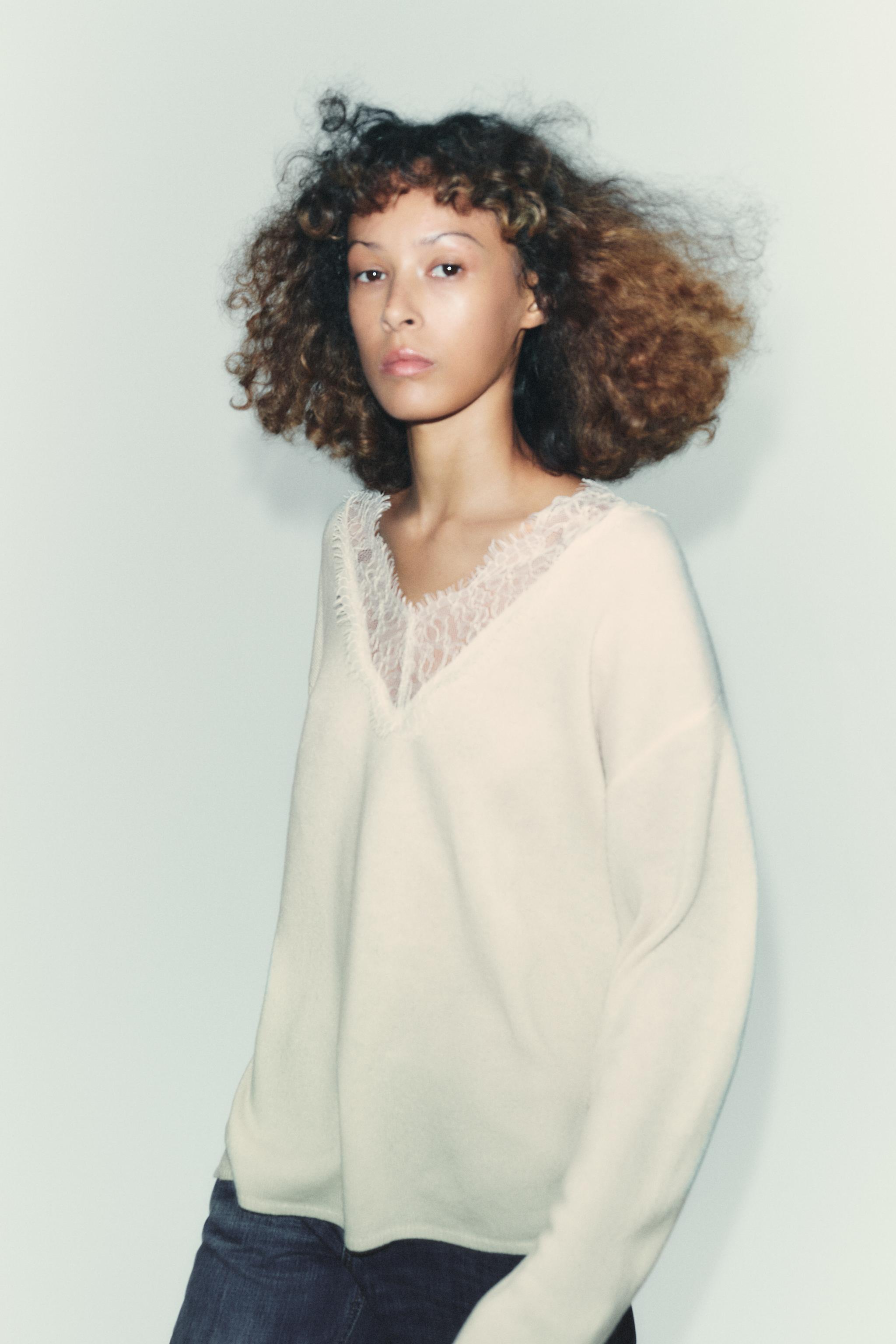 WOOL KNIT LACE SWEATER