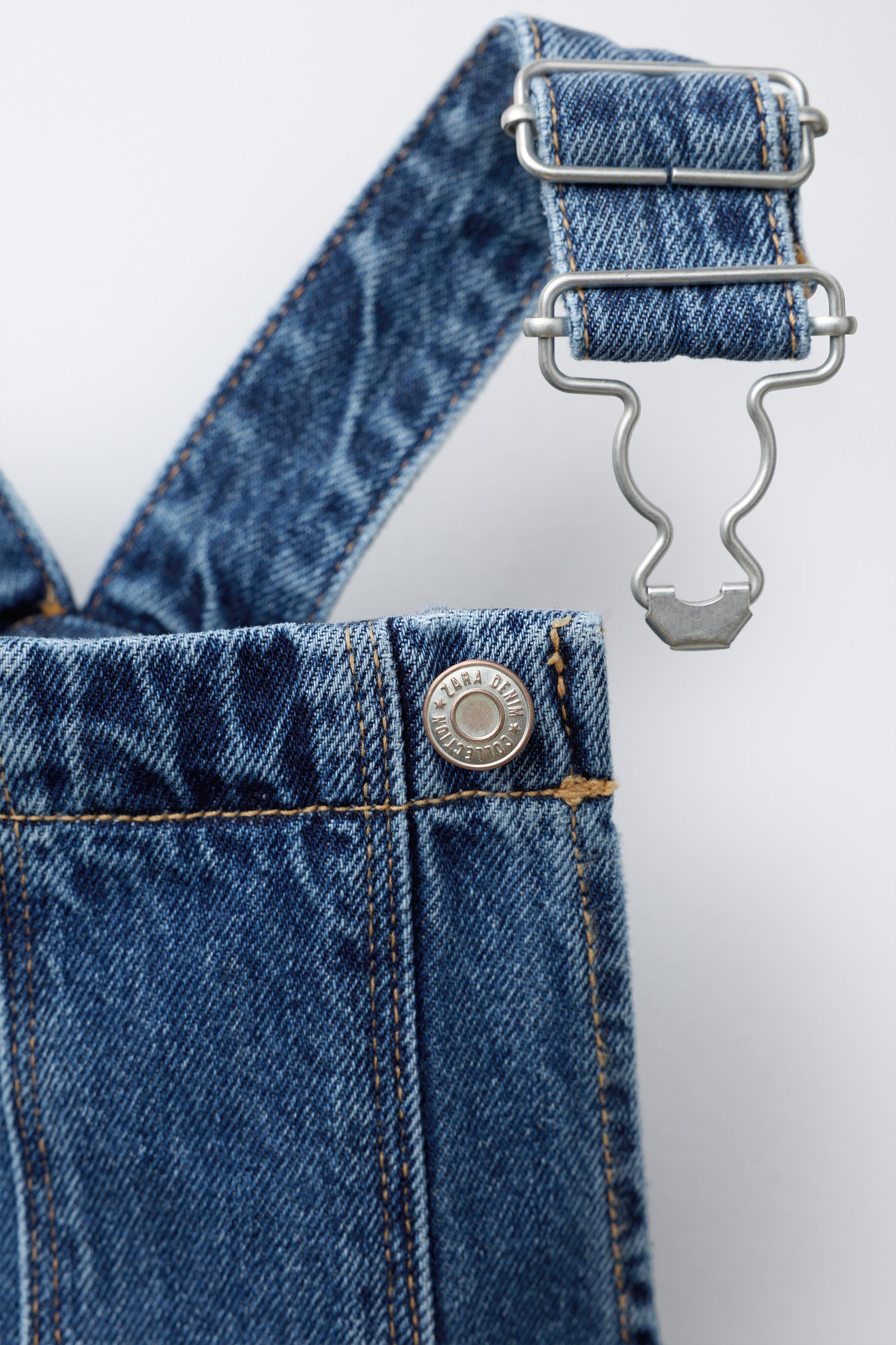 EMBROIDERED STAR DENIM LONG OVERALLS