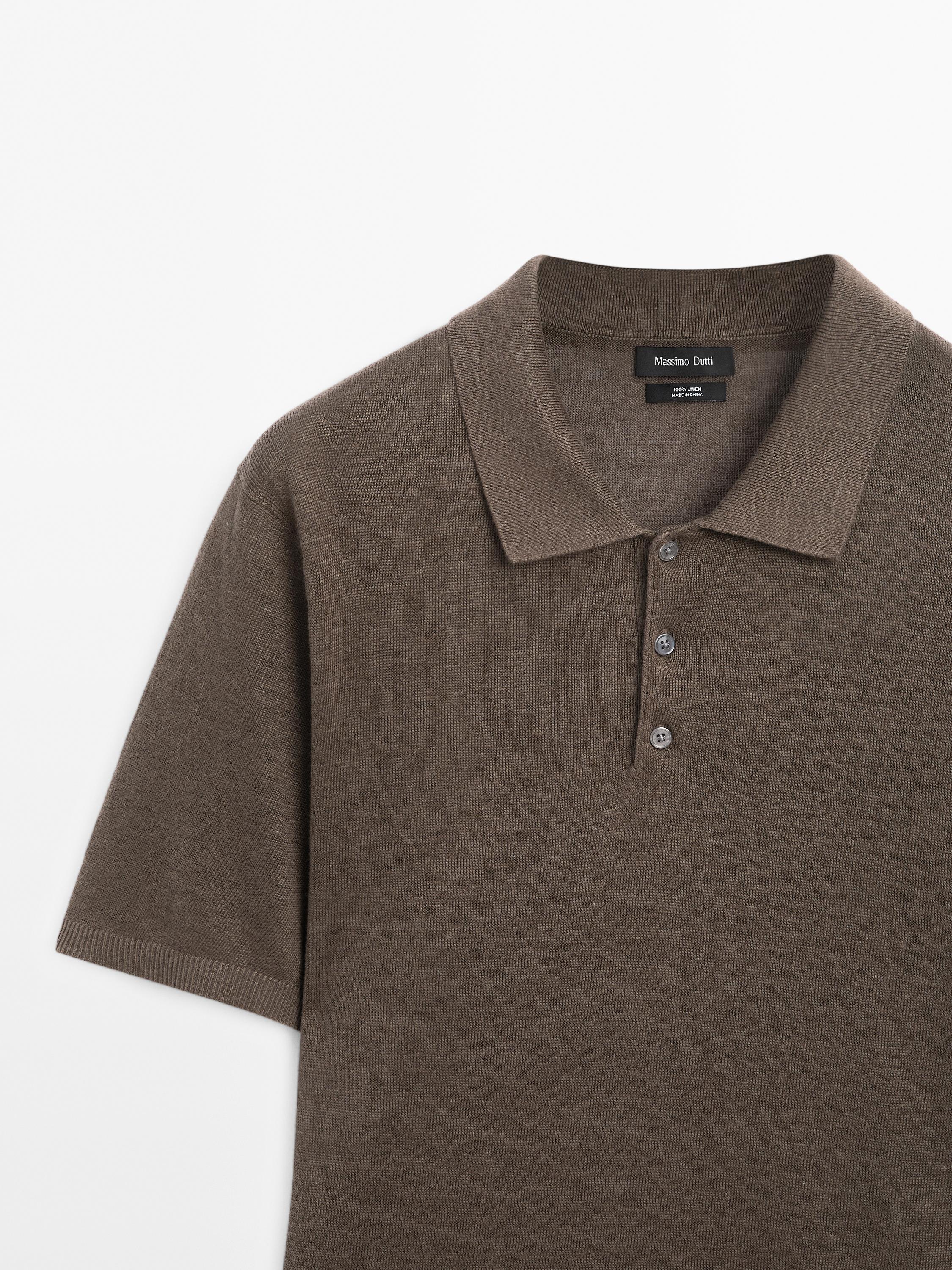 100% linen knit polo shirt