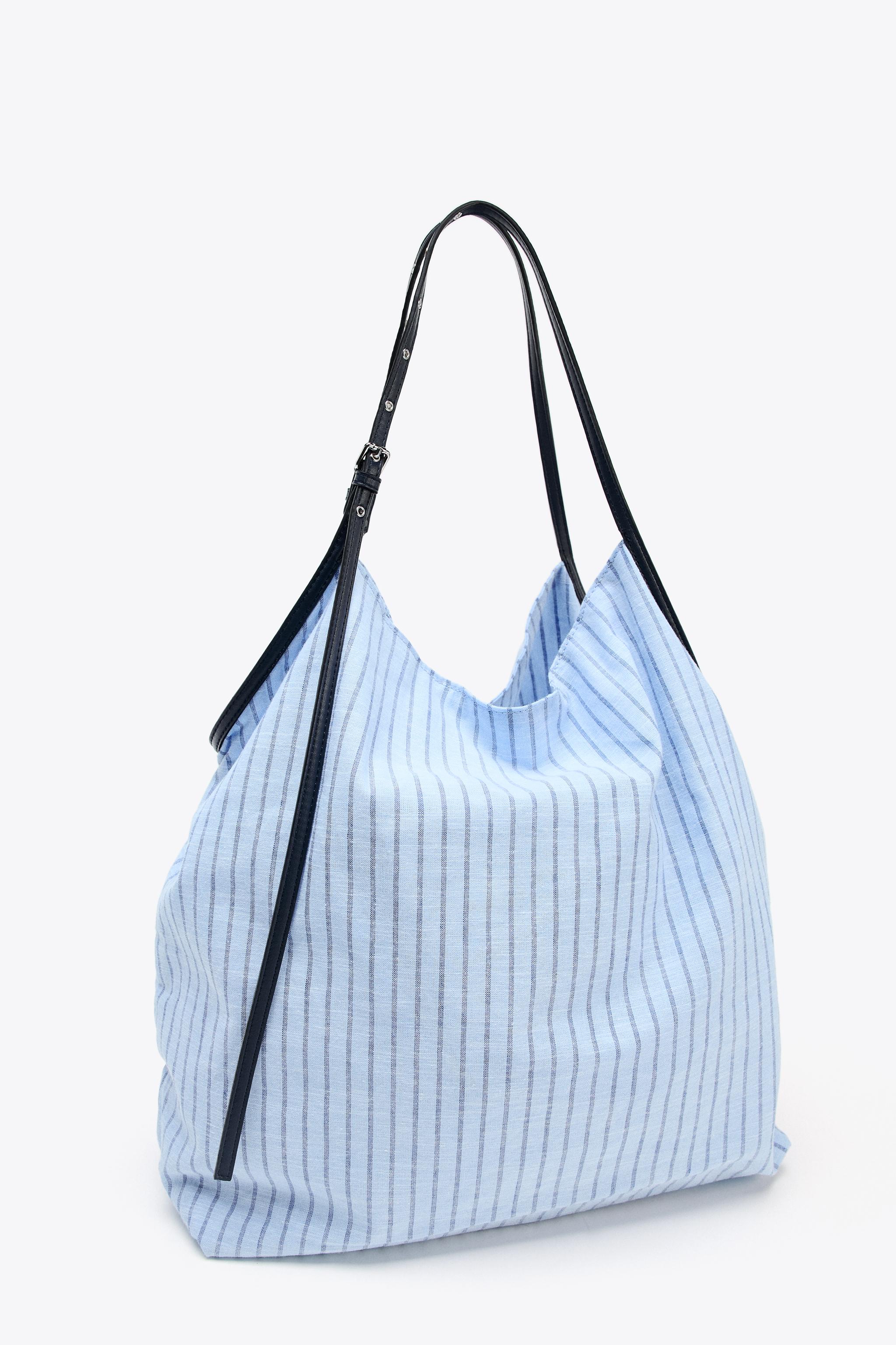 STRIPED WOVEN SHOPPER