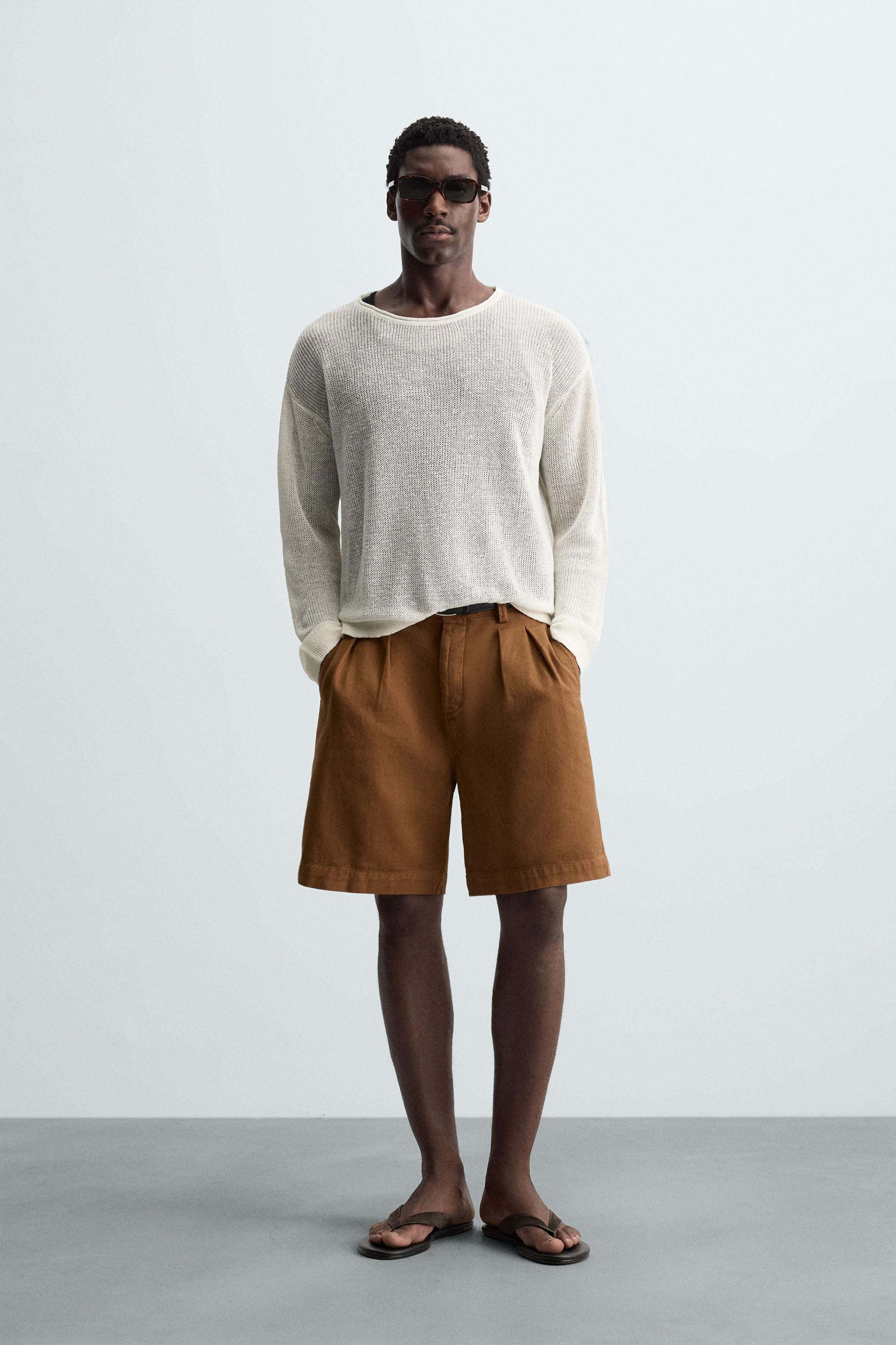 LINEN BLEND TEXTURED SWEATER