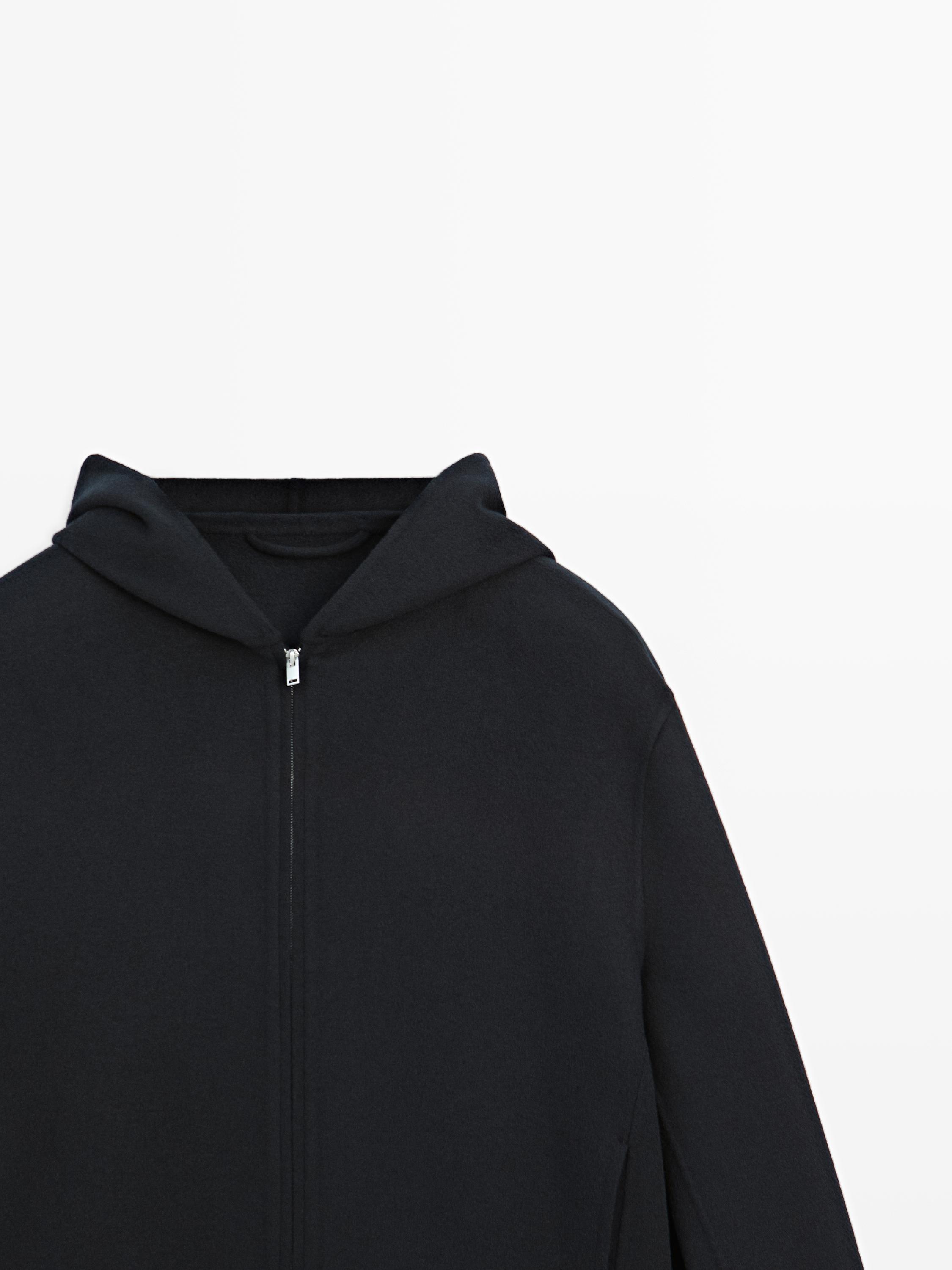 Wool blend hooded cardigan