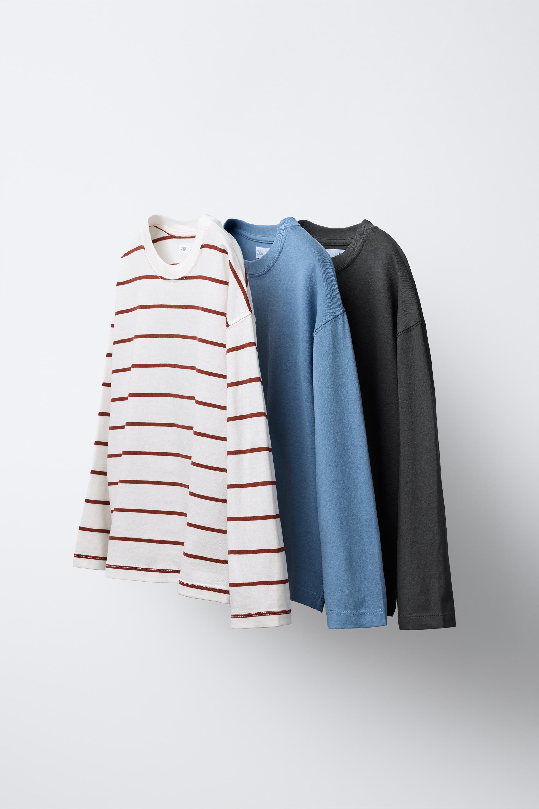THREE-PACK OF SOLID AND STRIPED T-SHIRTS