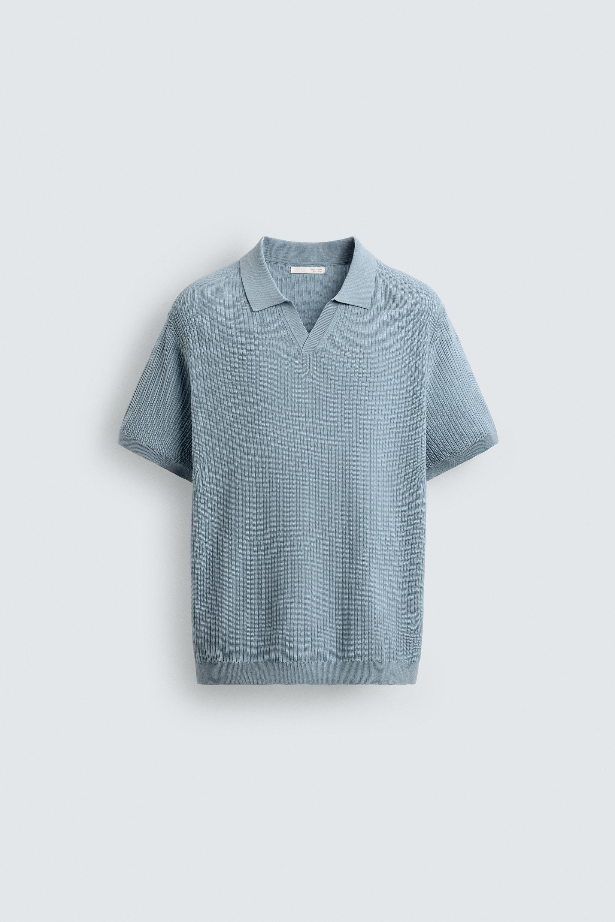 RIBBED KNIT POLO SHIRT