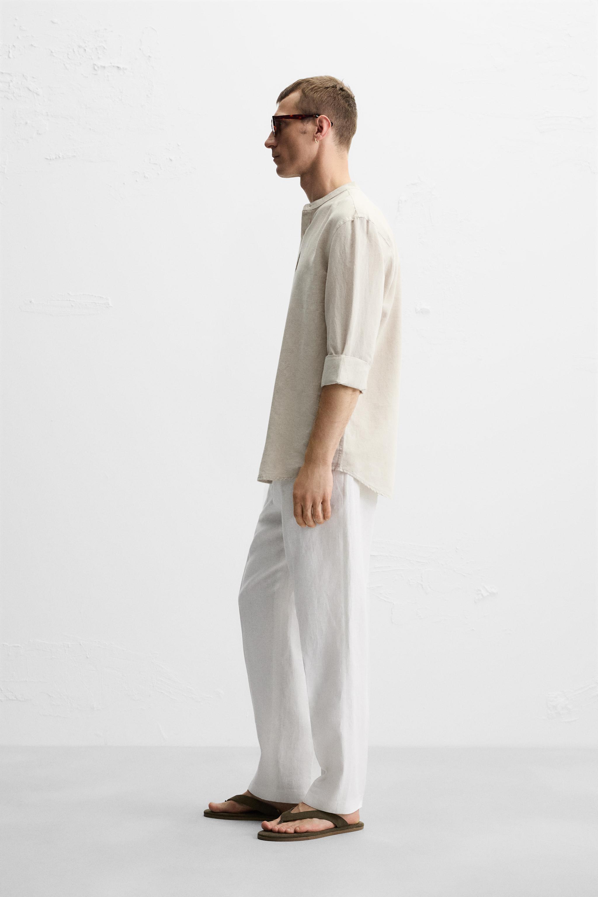 100% LINEN PLEATED PANTS