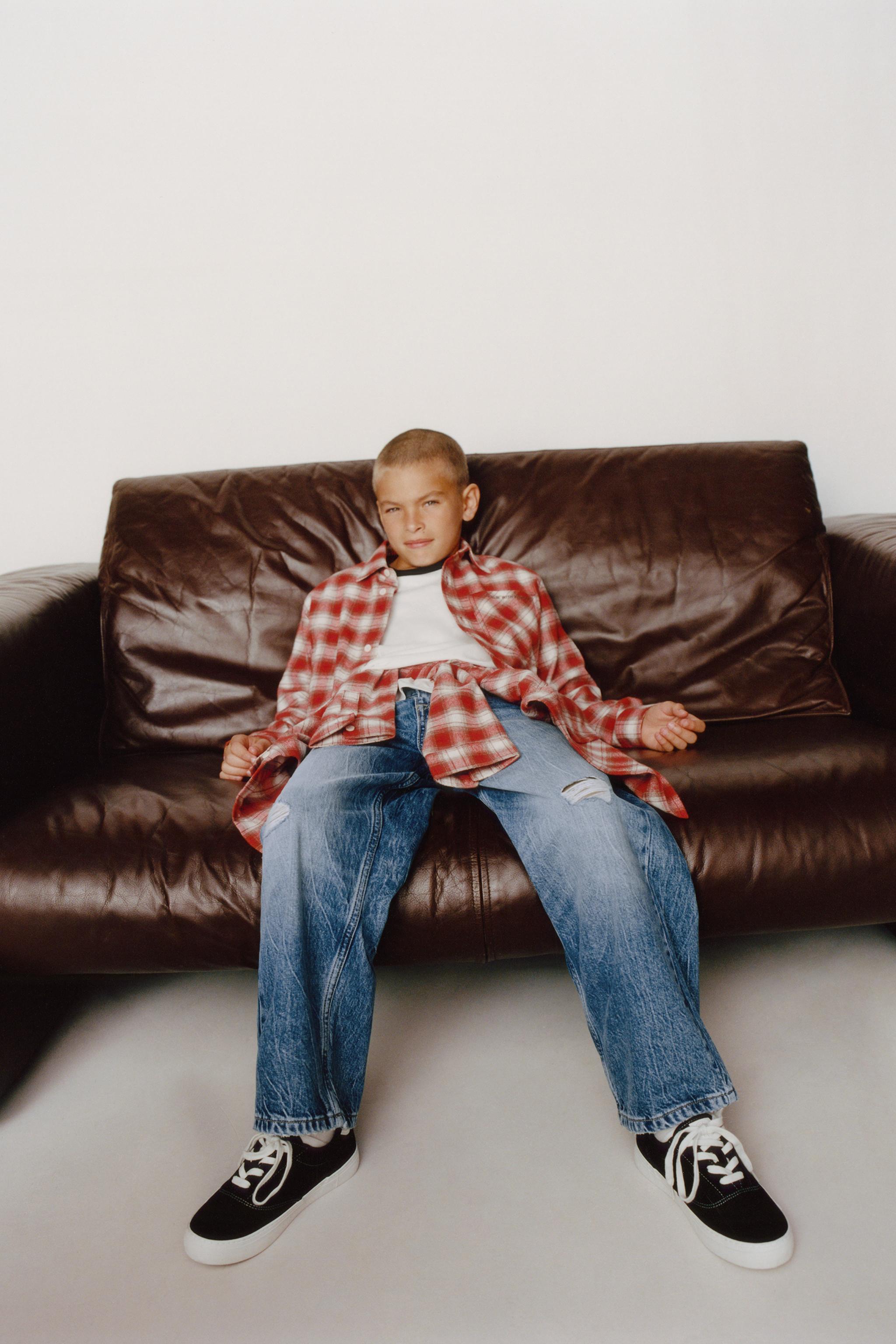 PLAID SHIRT WITH EMBROIDERED TEXT