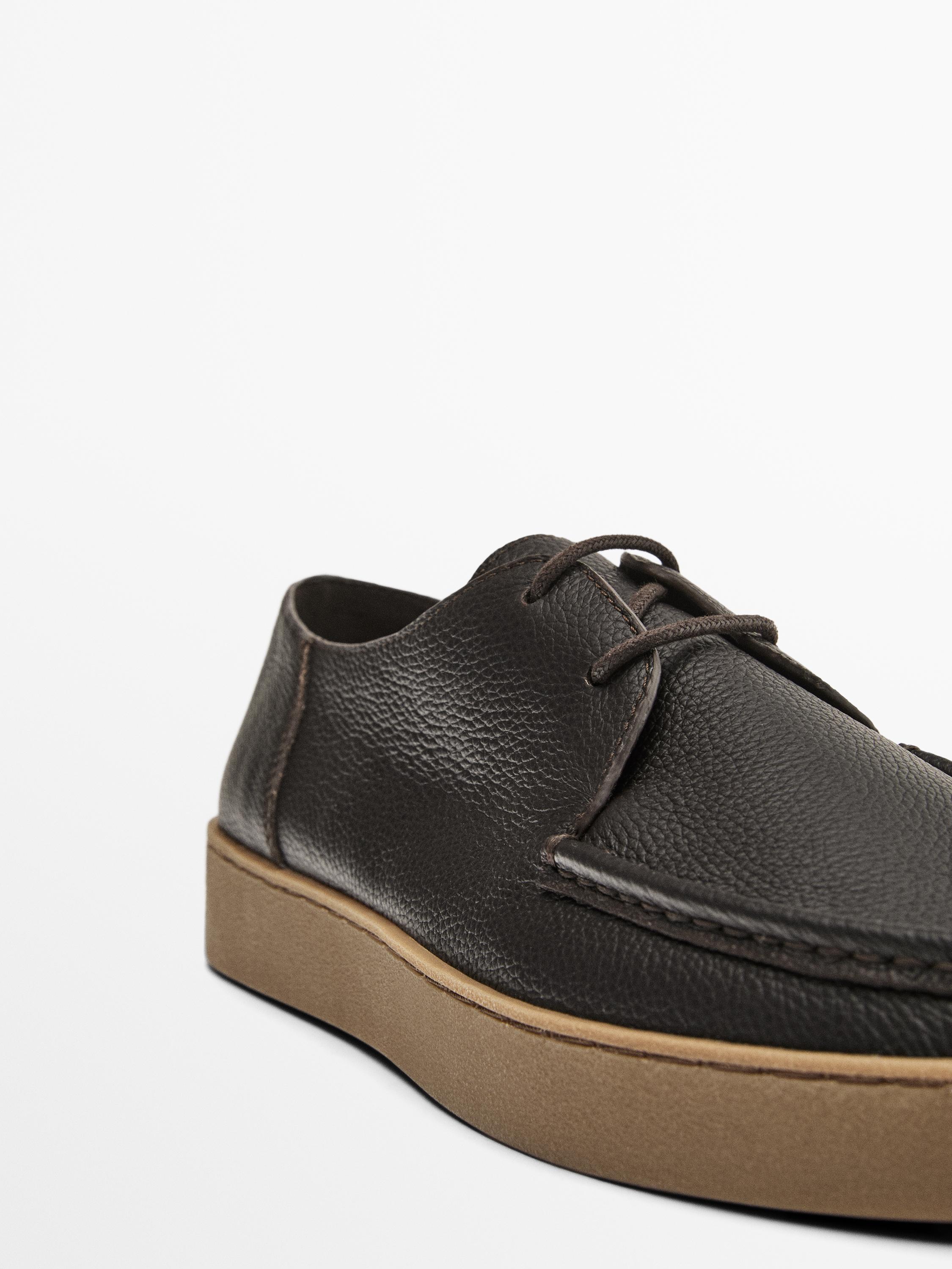 Tumbled nappa leather moc toe shoes