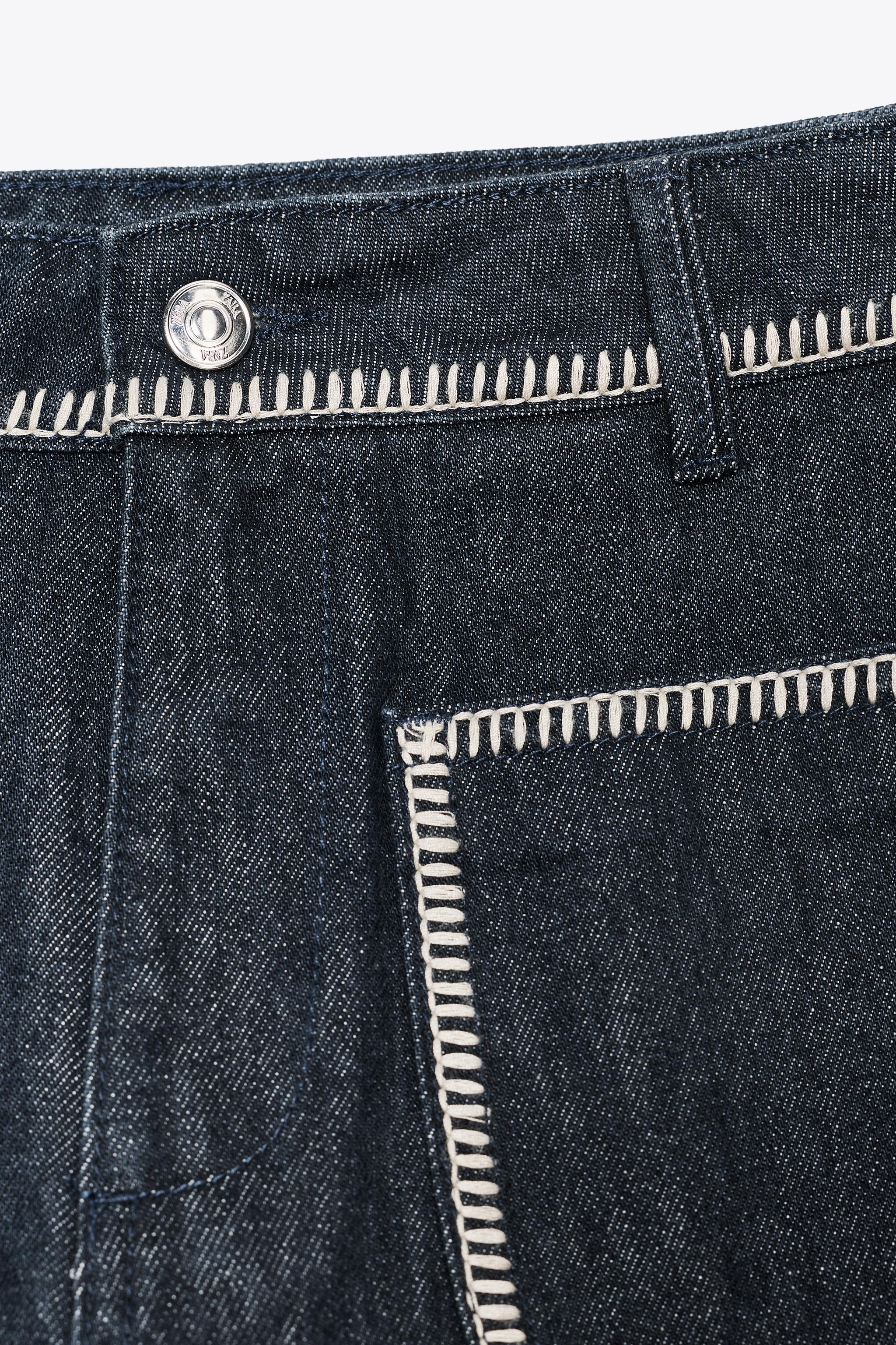 Z1975 HIGH-WAISTED DENIM SHORTS WITH TOPSTITCHING