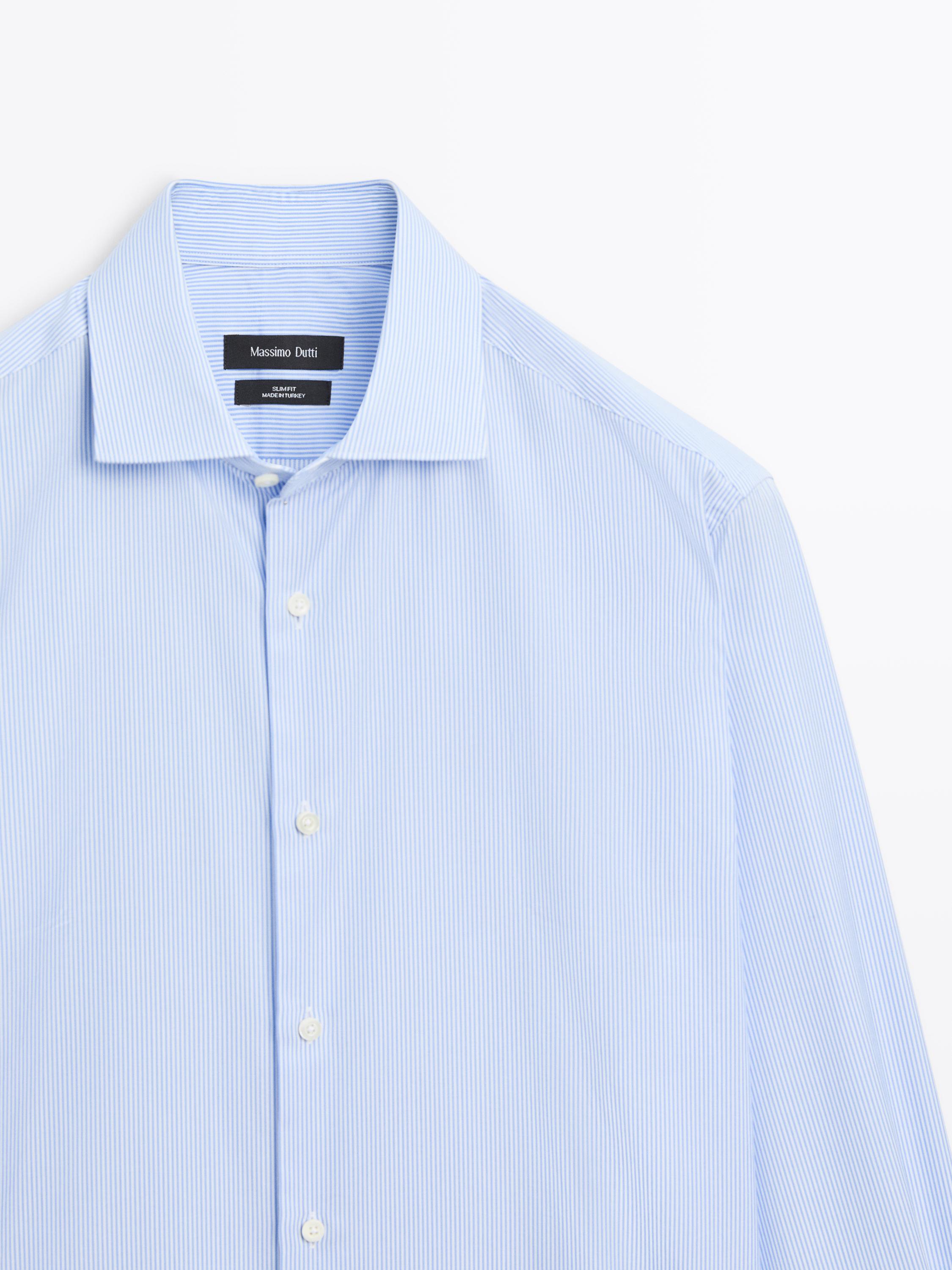 Slim fit striped twill shirt