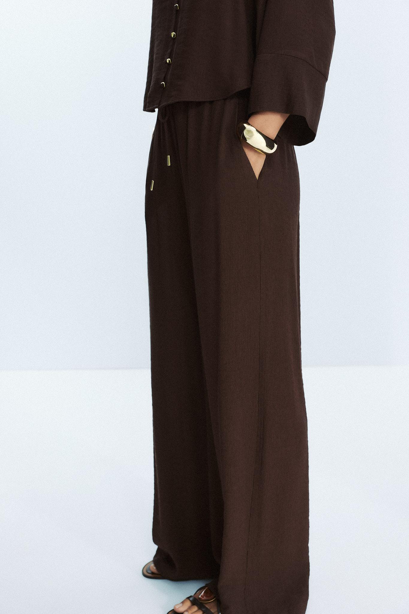 COTTON GAUZE WIDE LEG PANTS