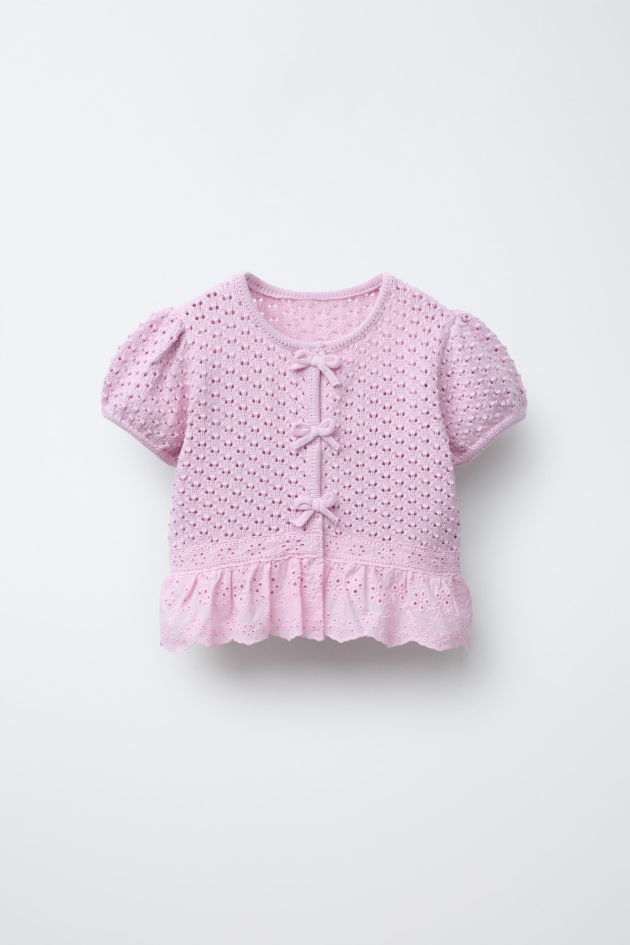 LACE TRIM BOW CARDIGAN