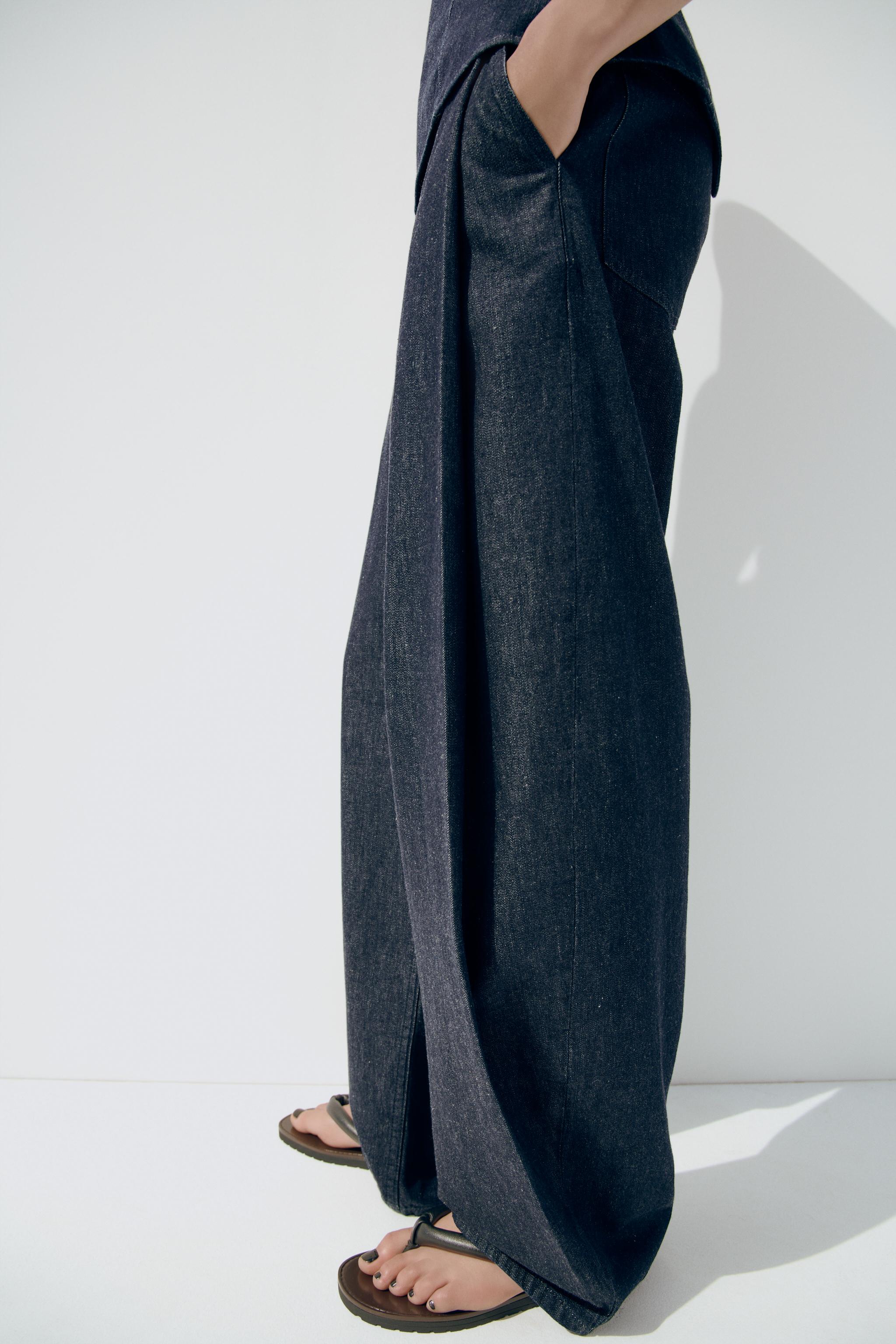 TRF PLEATED DENIM PANTS