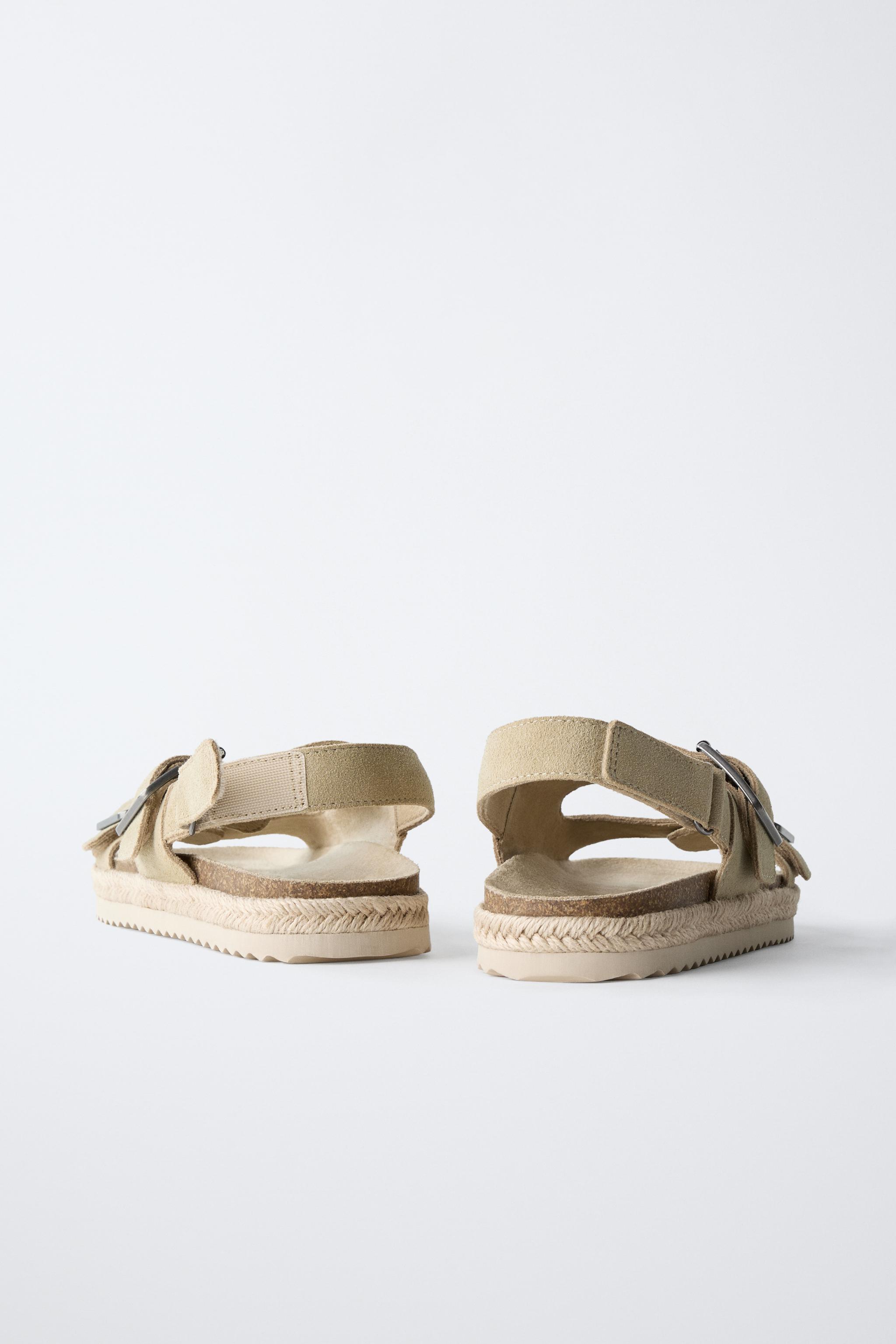 LEATHER SANDALS WITH JUTE BUCKLES