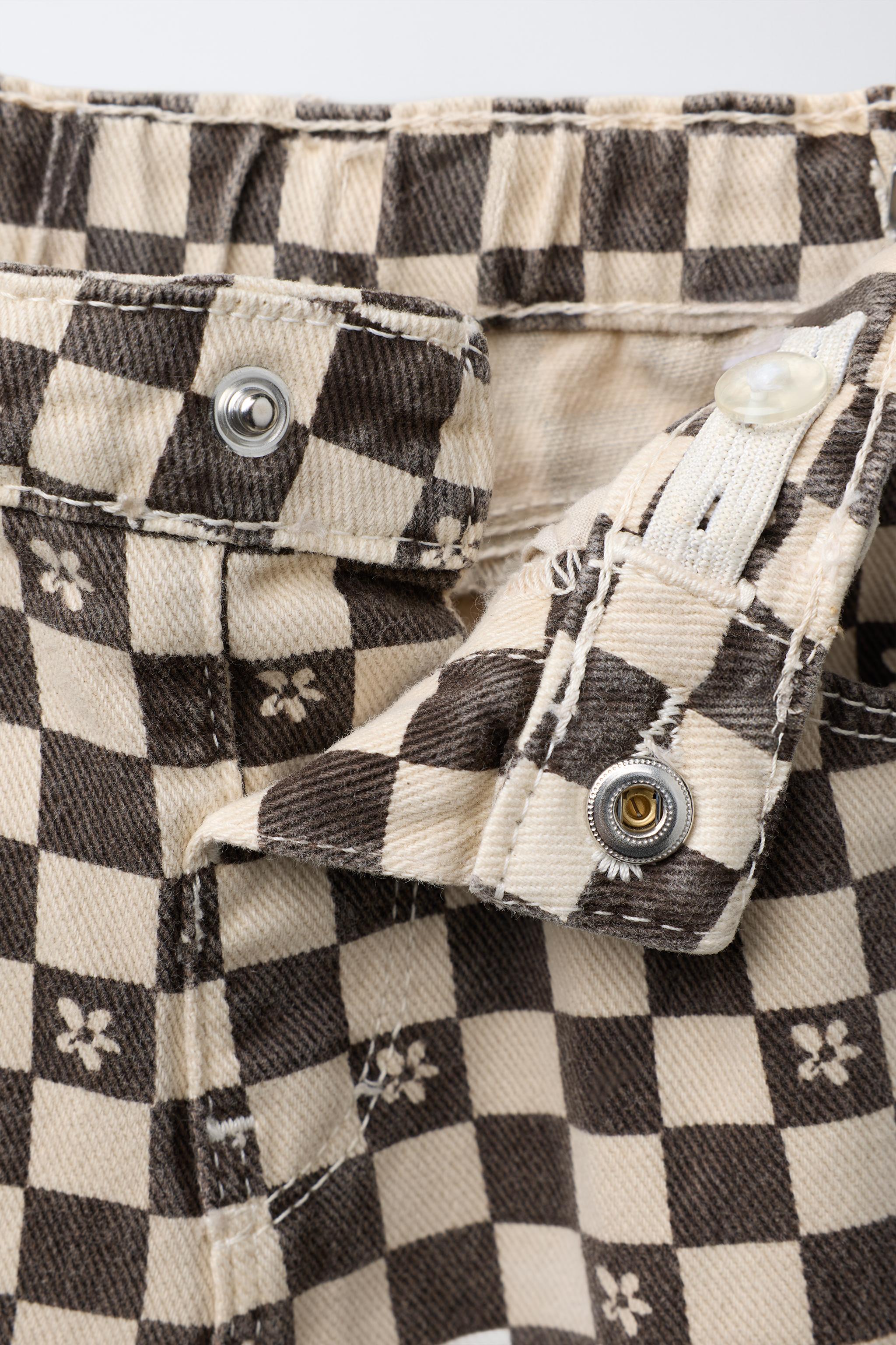 TWILL CULOTTE PANTS WITH CHECKERBOARD PRINT