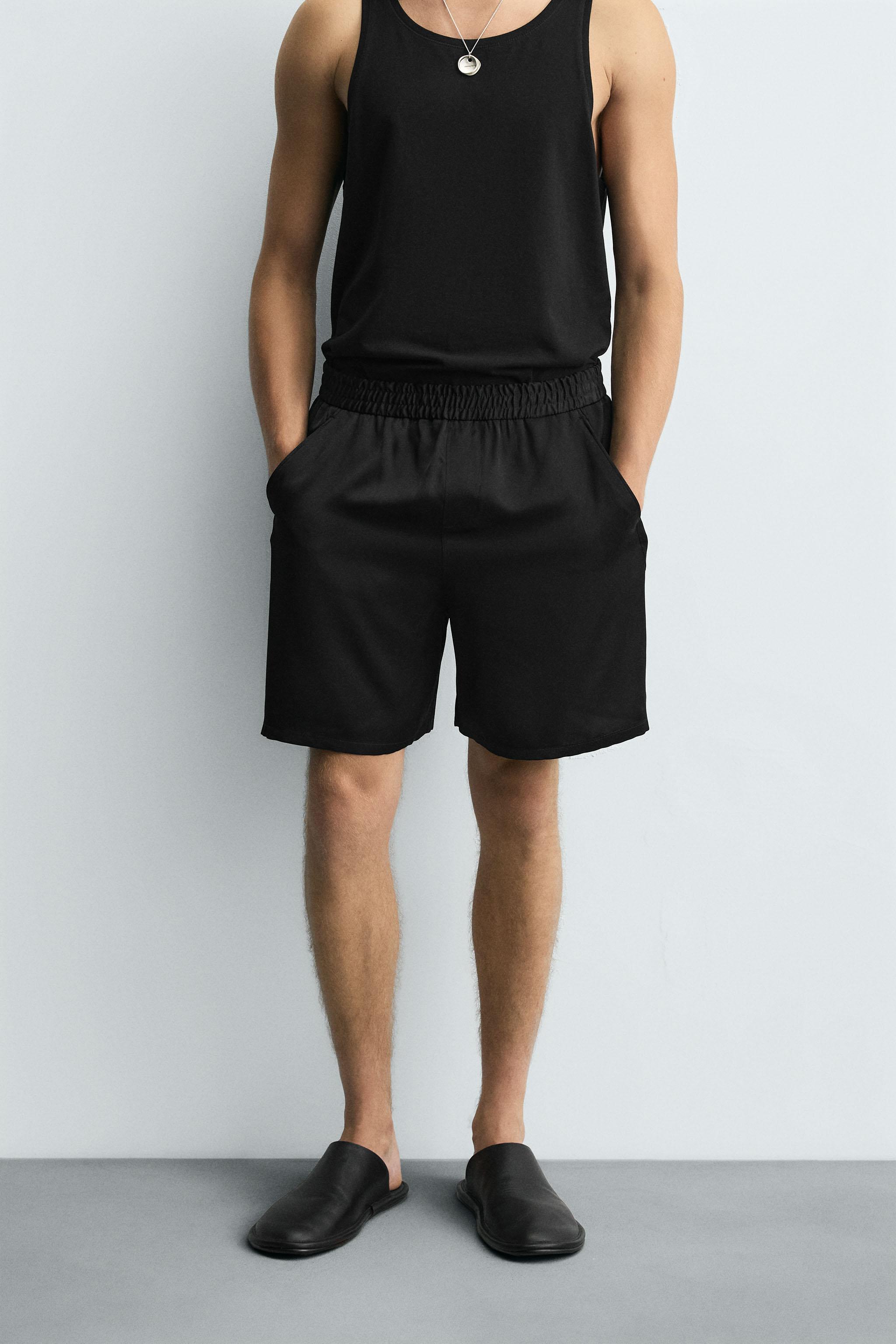 RELAXED FIT SATIN BERMUDA SHORTS