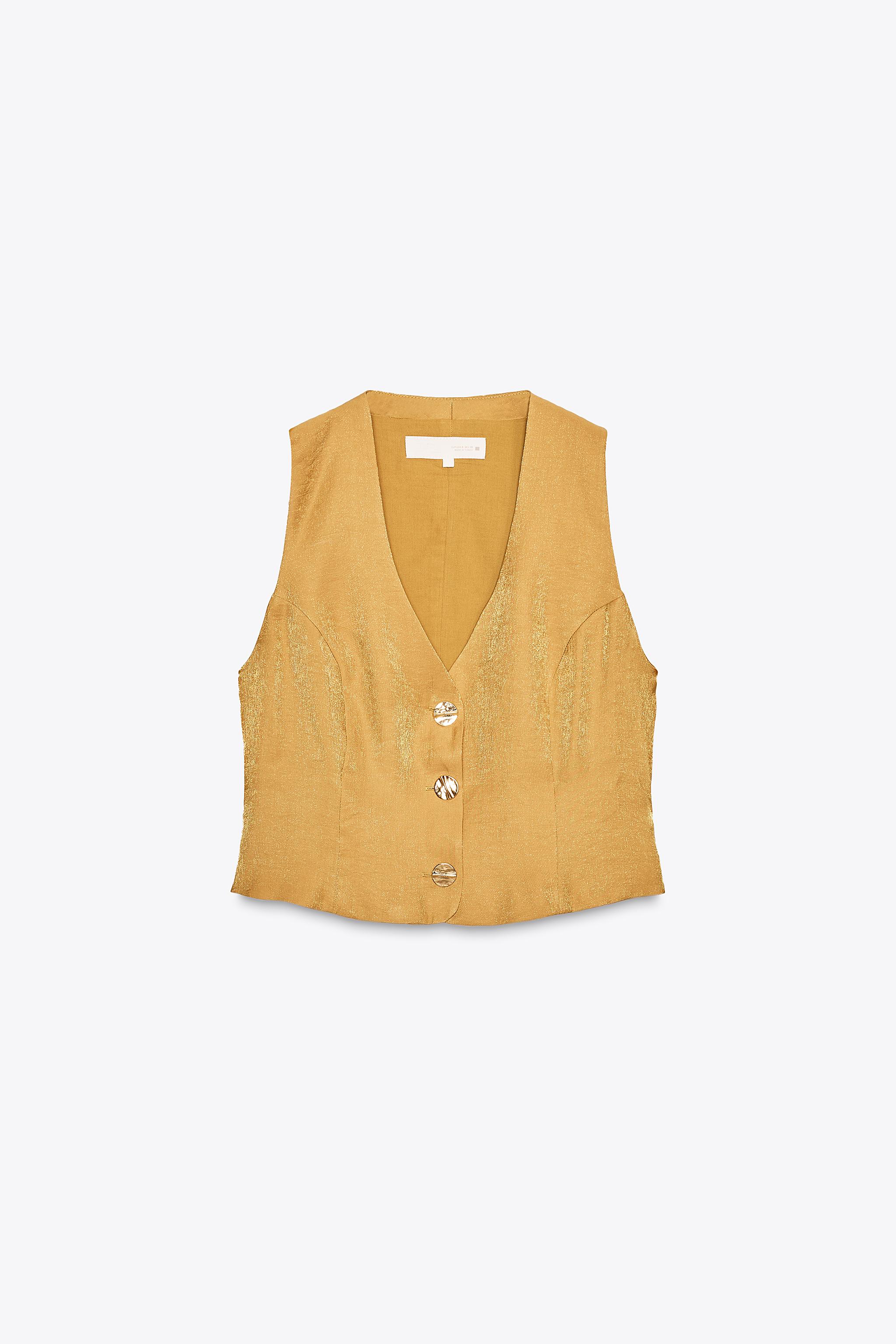 GOLD BUTTON SATIN EFFECT TOP