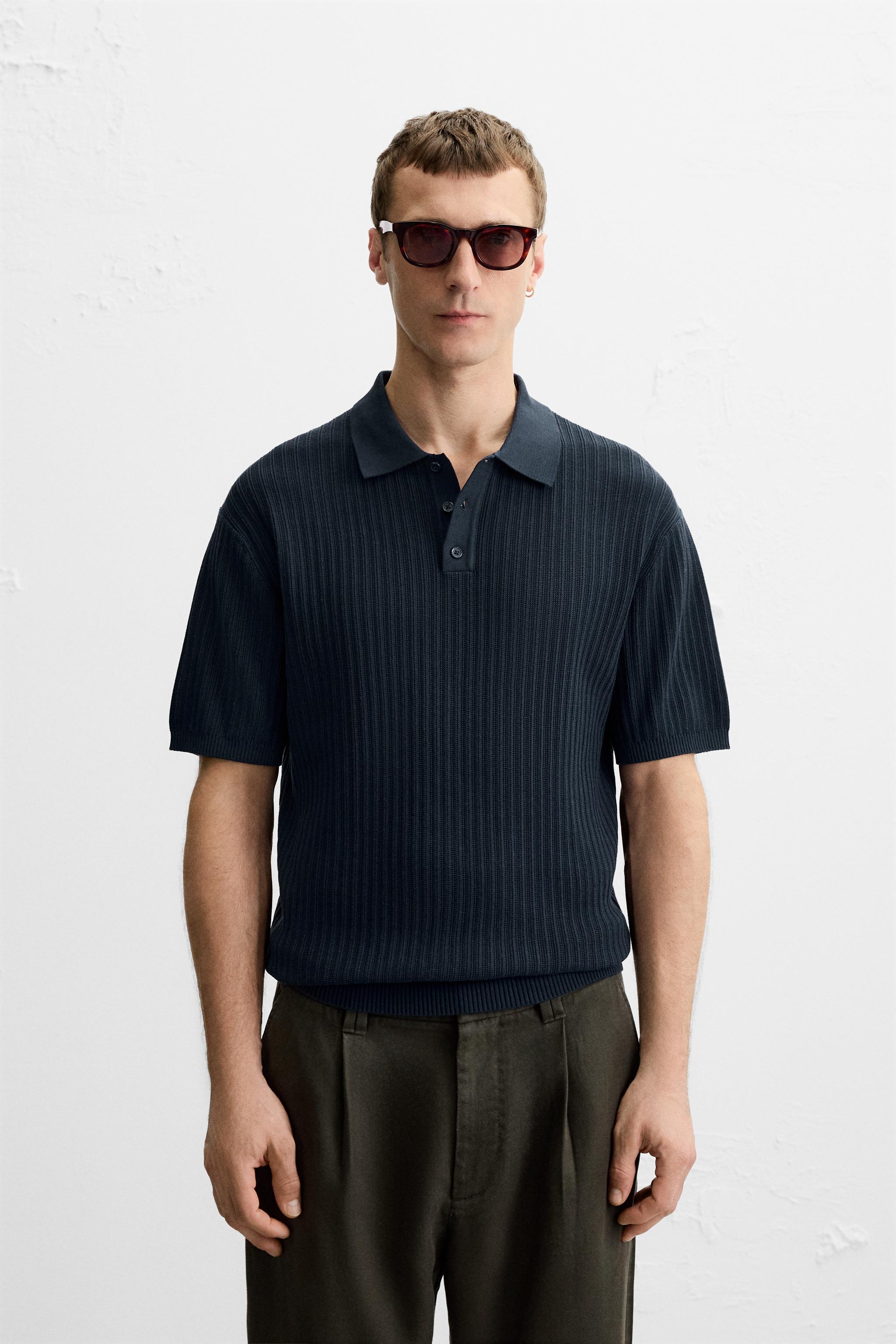 VERTICAL TEXTURED KNIT POLO SHIRT