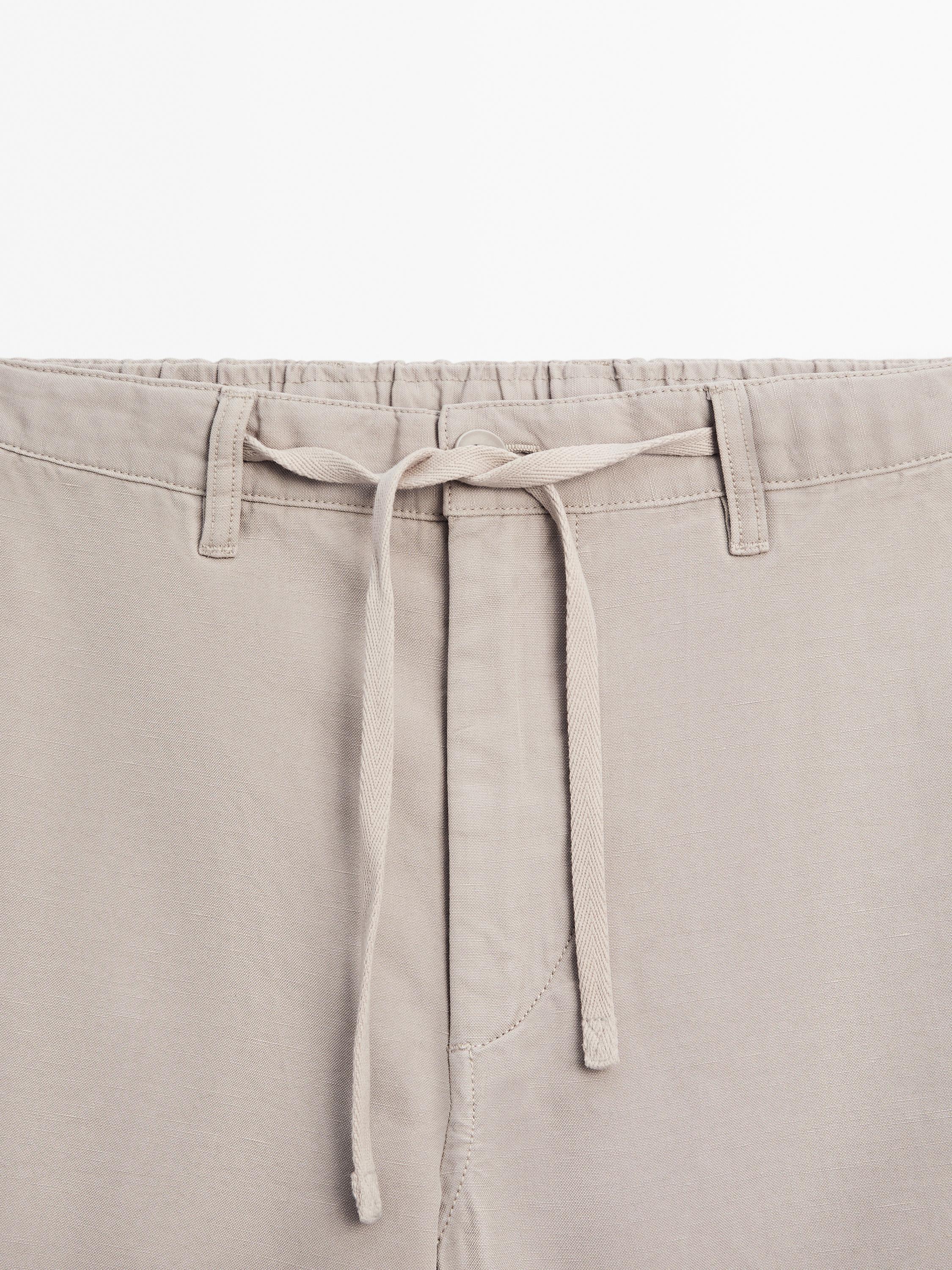 Cotton blend semi-jogger Bermuda shorts