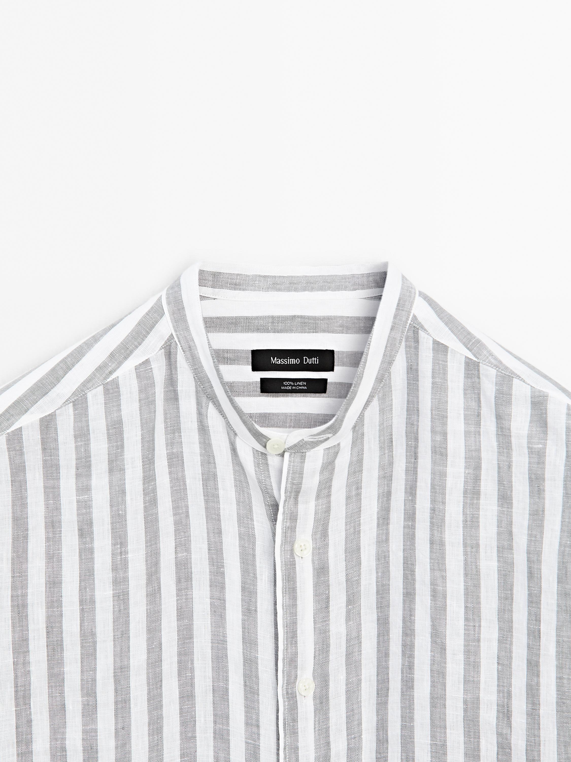 Regular-fit shirt with stand collar