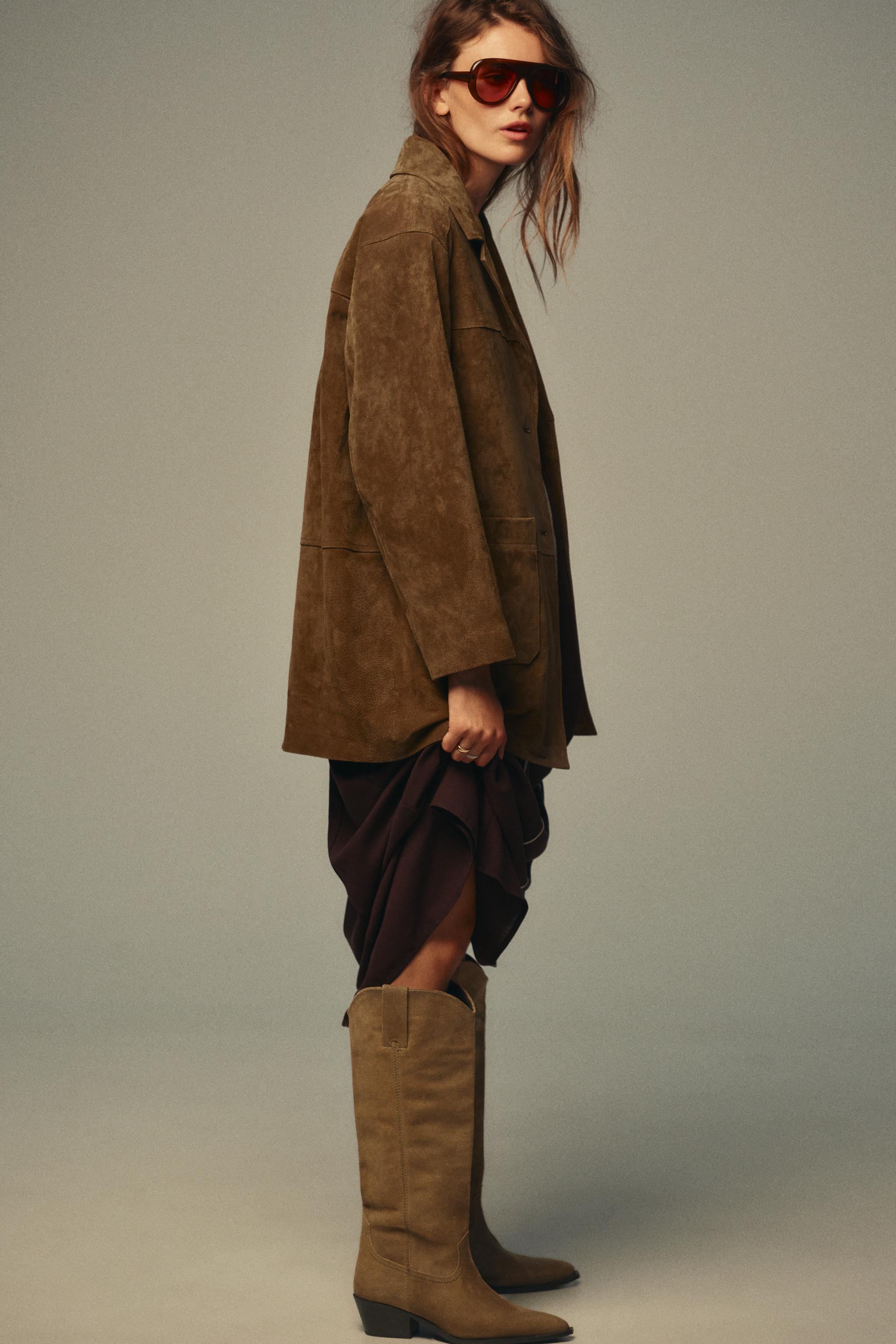 SPLIT LEATHER HIGH-HEELED BOOTS