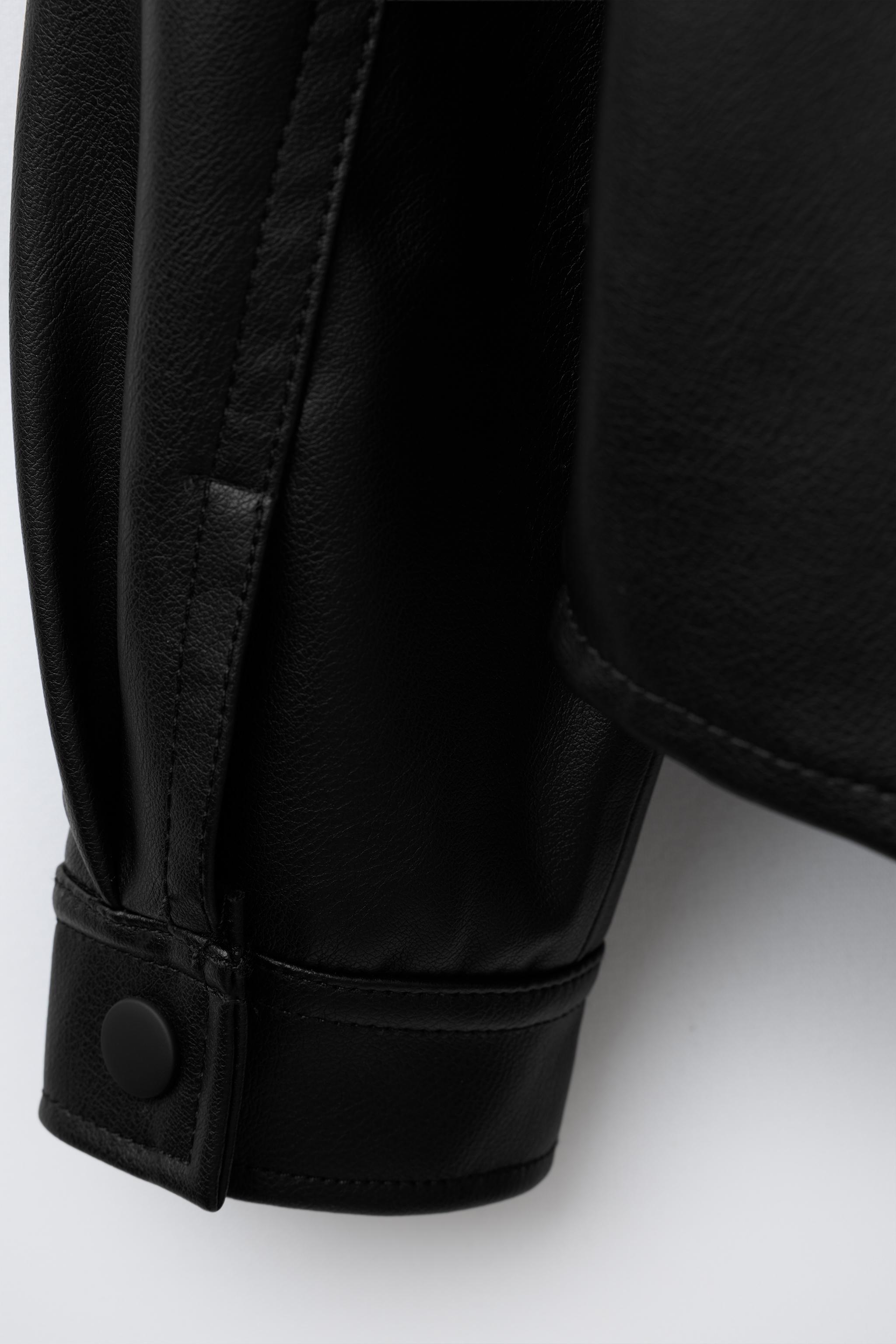 FAUX LEATHER OVERSHIRT WITH POCKETS