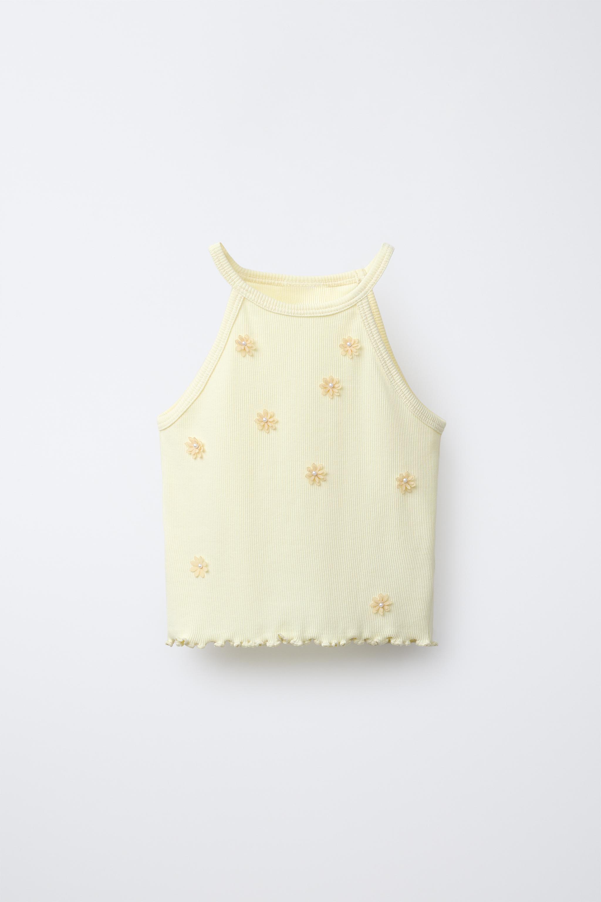 BUTTERFLY AND FLOWER RIBBED TOP