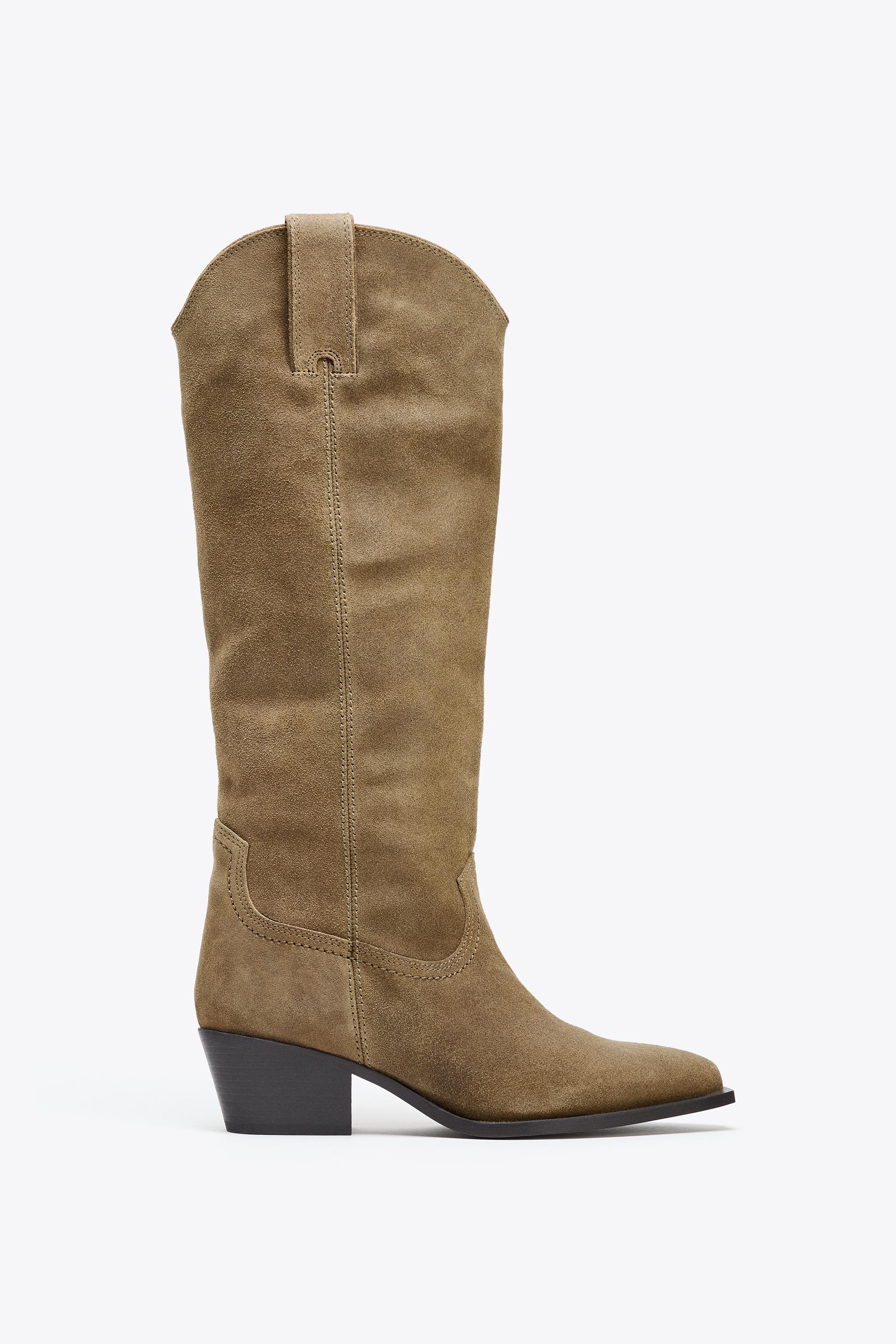 SPLIT LEATHER HIGH-HEELED BOOTS