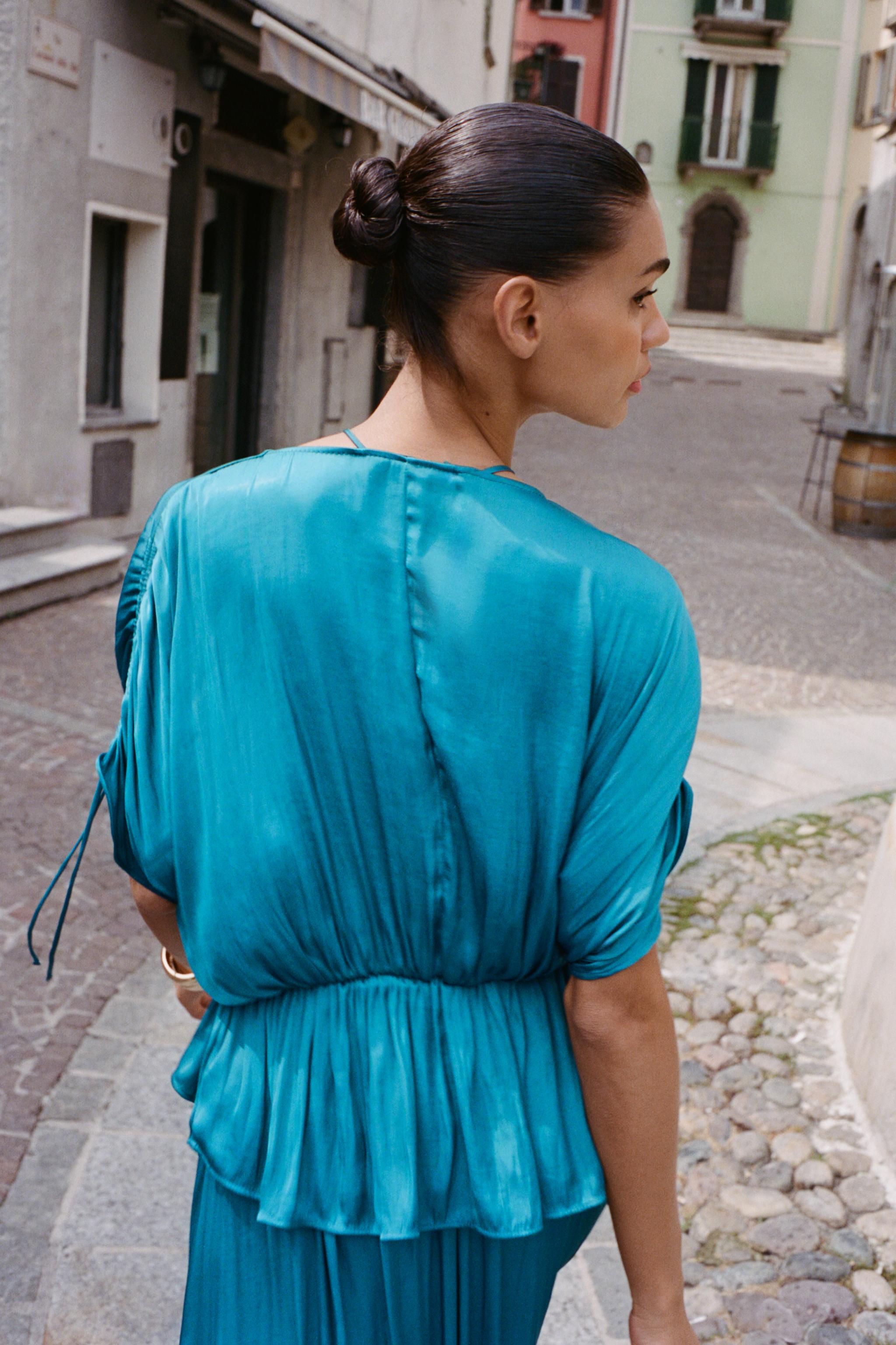 RUCHED SATIN EFFECT BLOUSE