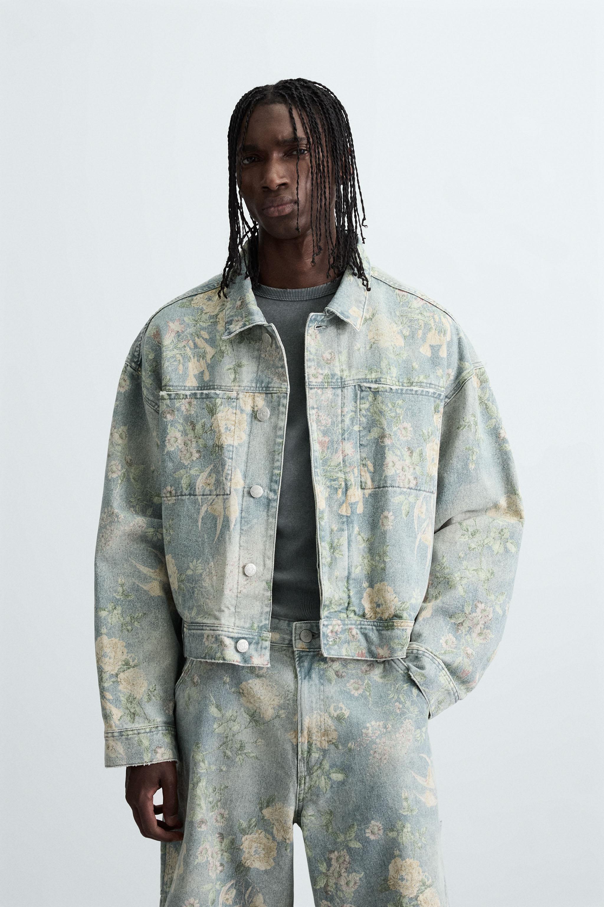 FLORAL PRINT DENIM JACKET