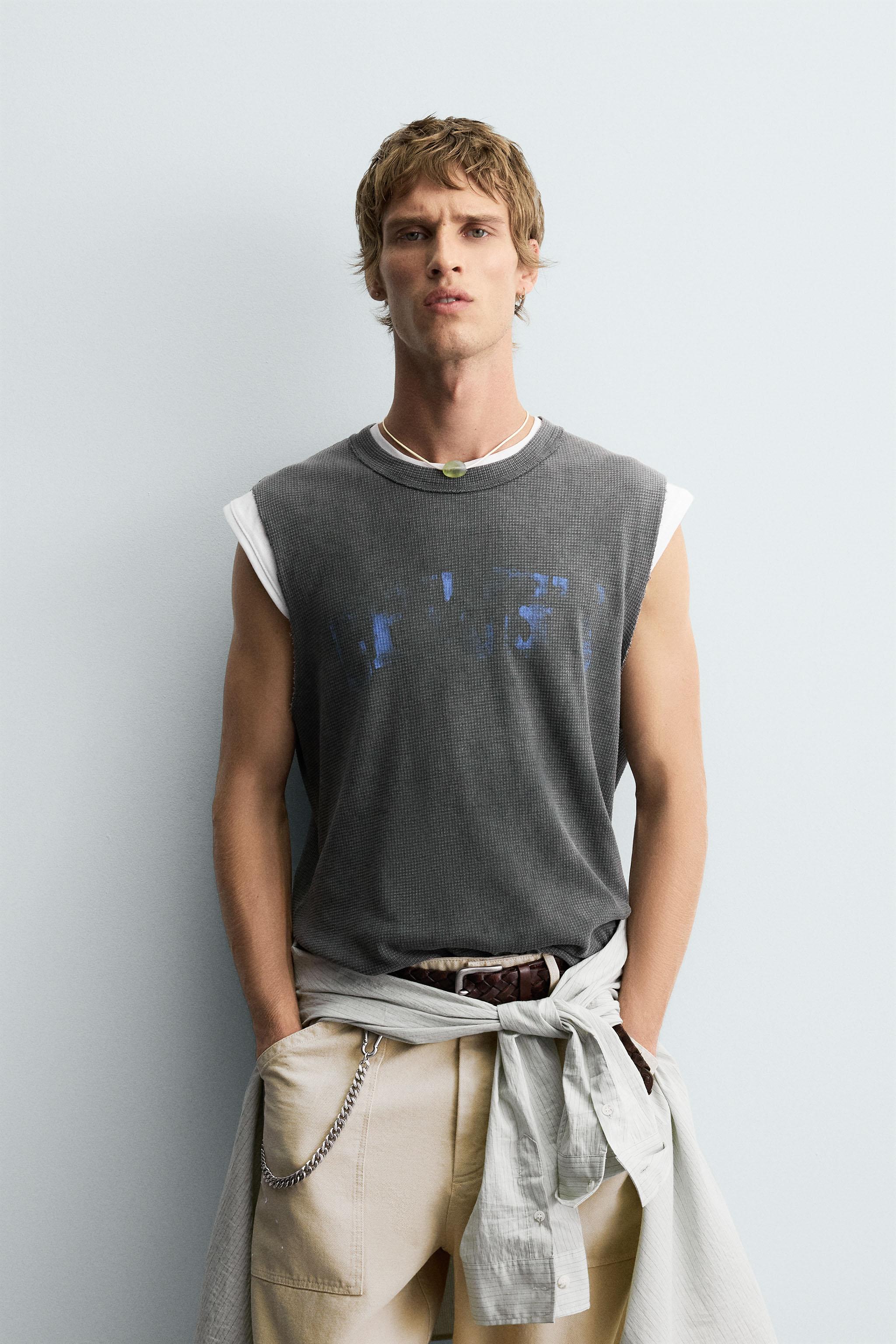 PRINTED WASHED KNIT TANK TOP