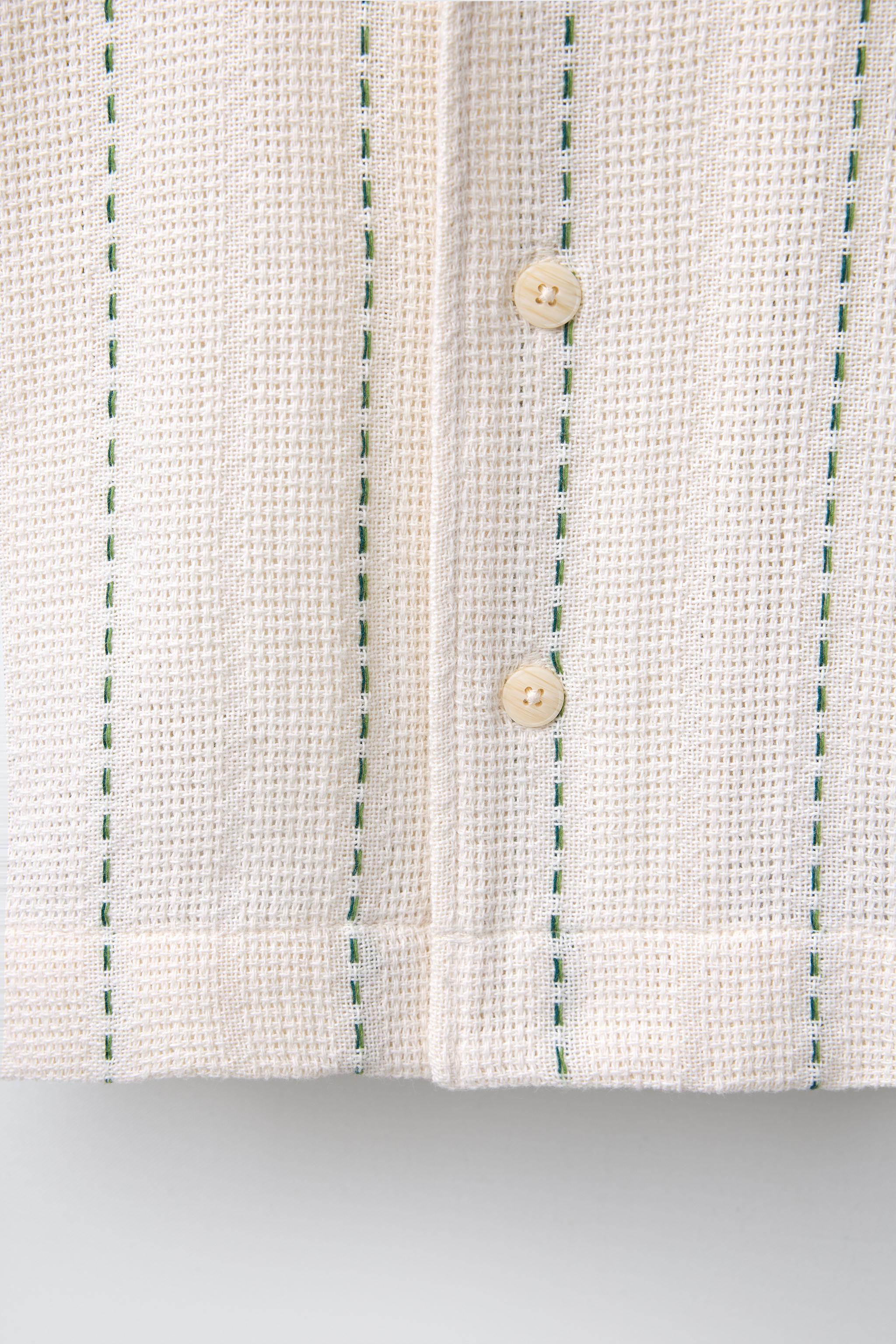 RUSTIC SHIRT WITH STRIPE EMBROIDERY